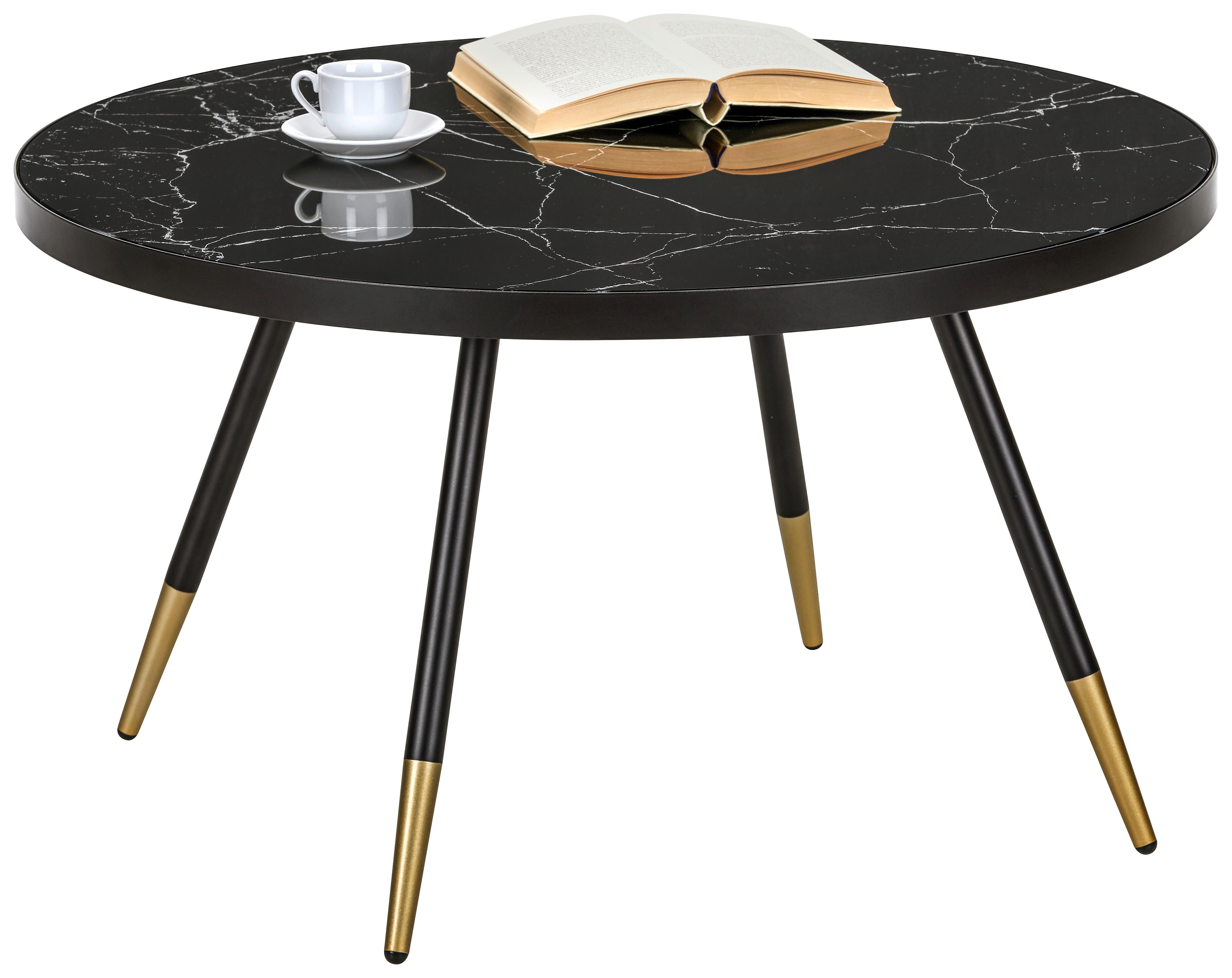 Couchtisch in Schwarz - Goldfarben/Schwarz, MODERN, Glas/Metall (80/45cm) - Mömax
