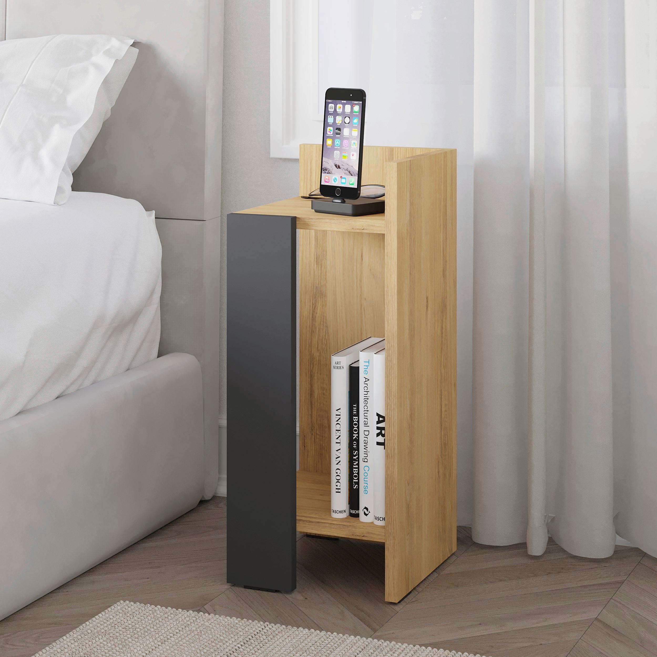 Nachttisch Elos ca. 27x60x25 cm Eichefarben - Eichefarben/Anthrazit, Design, Holzwerkstoff (27/60/25cm) - Livetastic