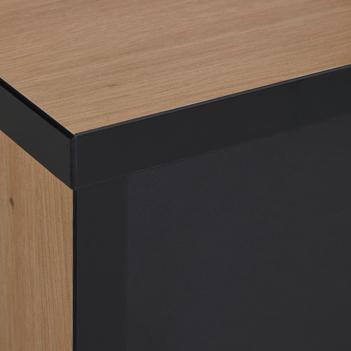 Vitrine Schwarz/Eiche Artisan - Schwarz/Eiche Artisan, Modern, Glas/Holzwerkstoff (95,4/158,8/42cm) - Mömax