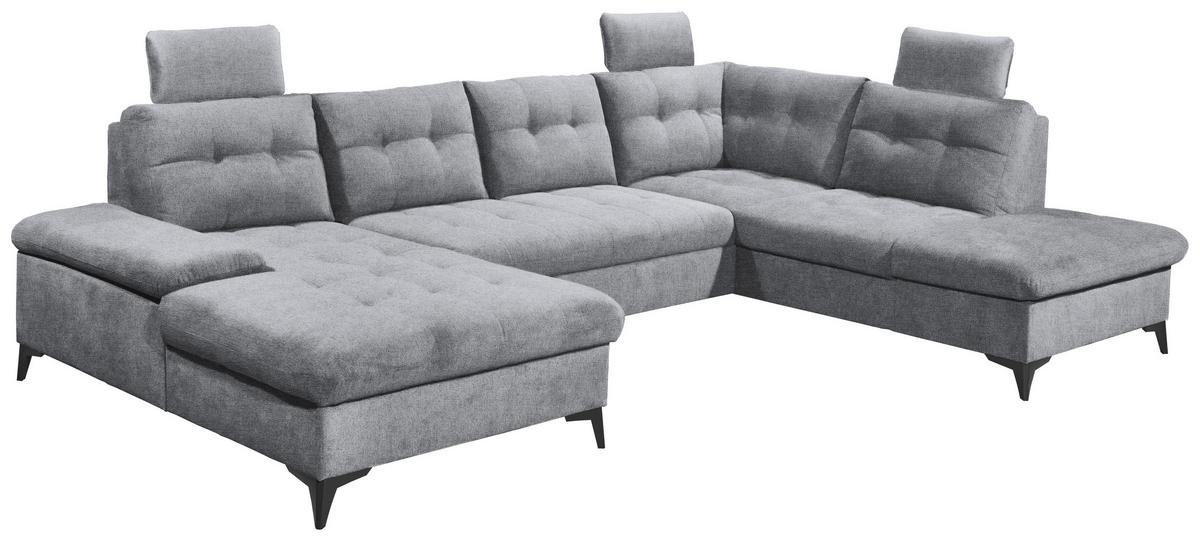 Wohnlandschaft Durban U ca. 170x324x218 cm Grau - Schwarz/Grau, KONVENTIONELL, Kunststoff/Textil (170/324/218cm) - MID.YOU