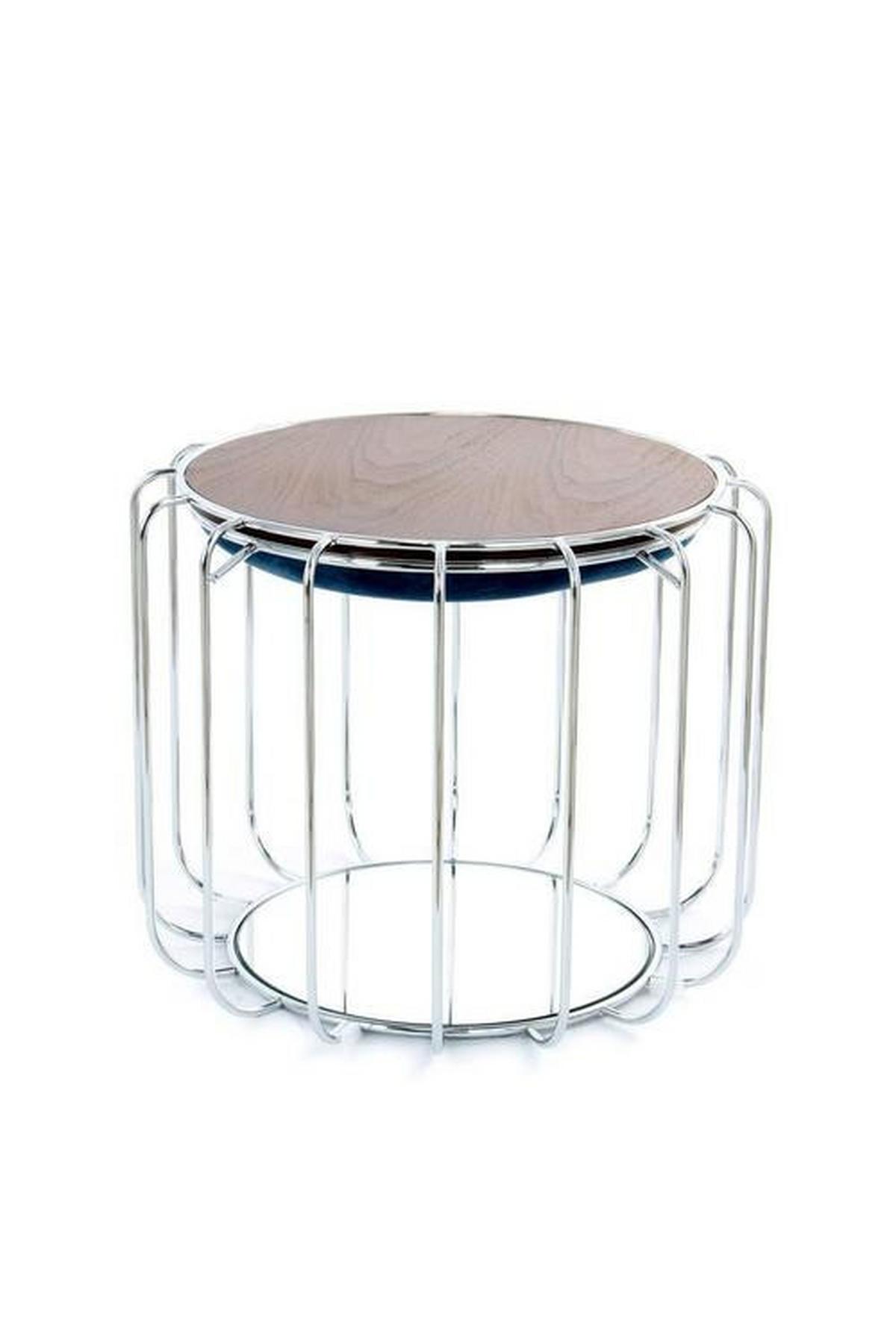 BEISTELLTISCH JXYCP - Silberfarben/Petrol, Basics, Glas/Holzwerkstoff (50/50/45cm) - Kayoom