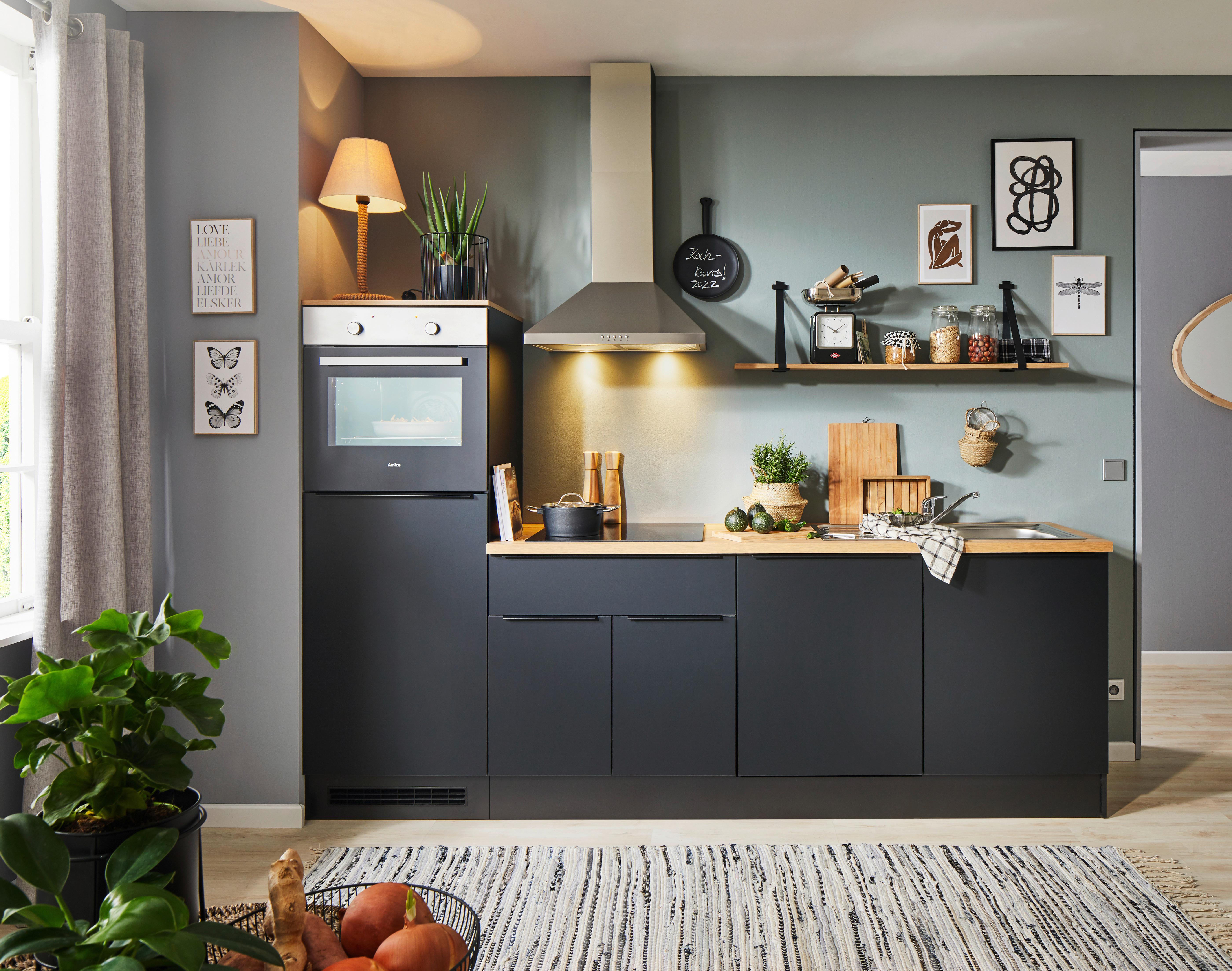 Küchenblock Liam in Schwarz - Schwarz, Modern, Holzwerkstoff/Kunststoff (260cm)