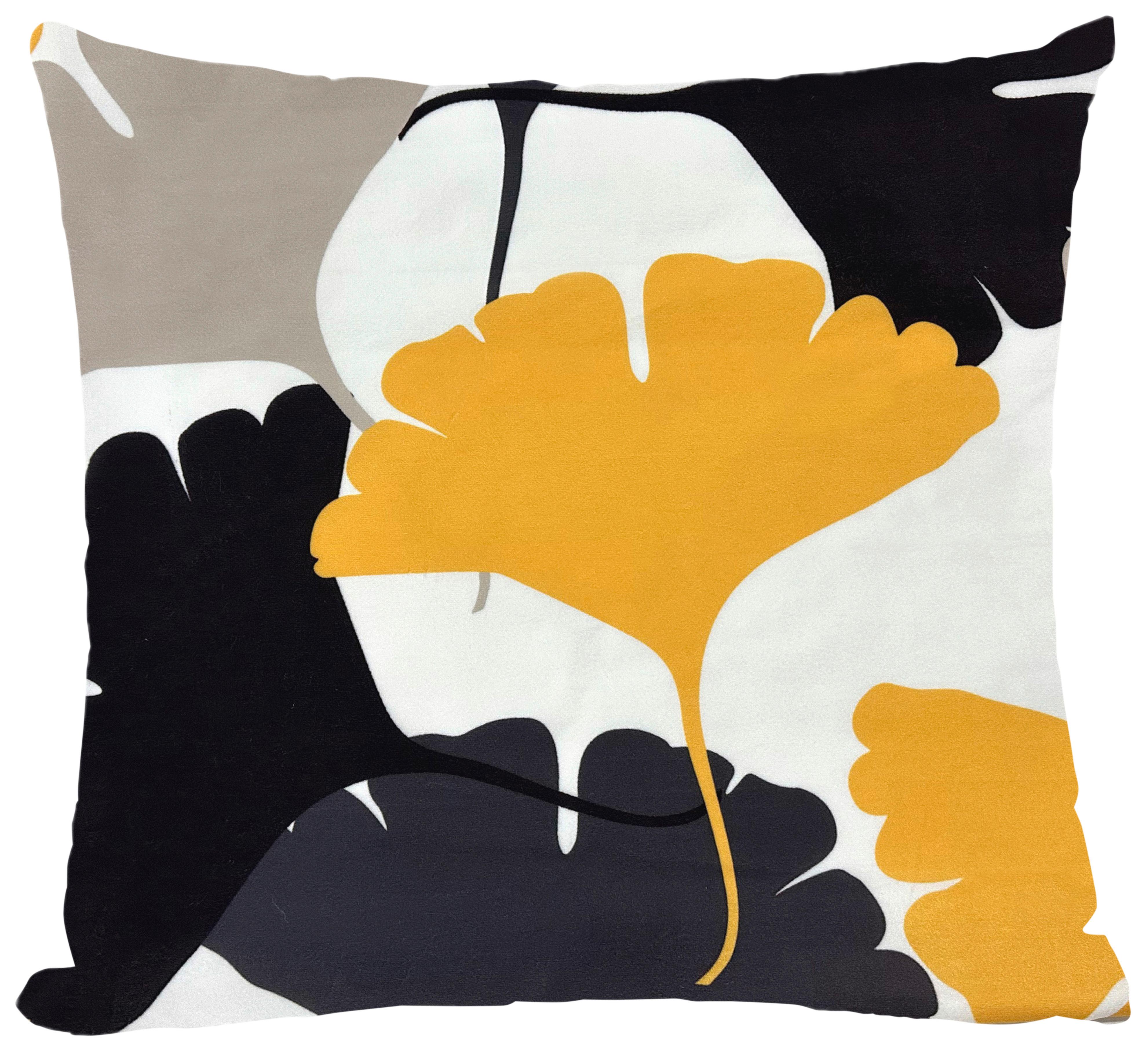 Kissenhülle Blätter Gingko Multicolor ca. 45x45cm - Gelb, Textil (45/45cm)