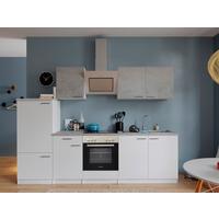 Küchenblock Malia mit Geräten ca. 270 cm Weiß/Grau - Edelstahlfarben/Graphitfarben, Basics, Holzwerkstoff/Metall (270cm) - Respekta