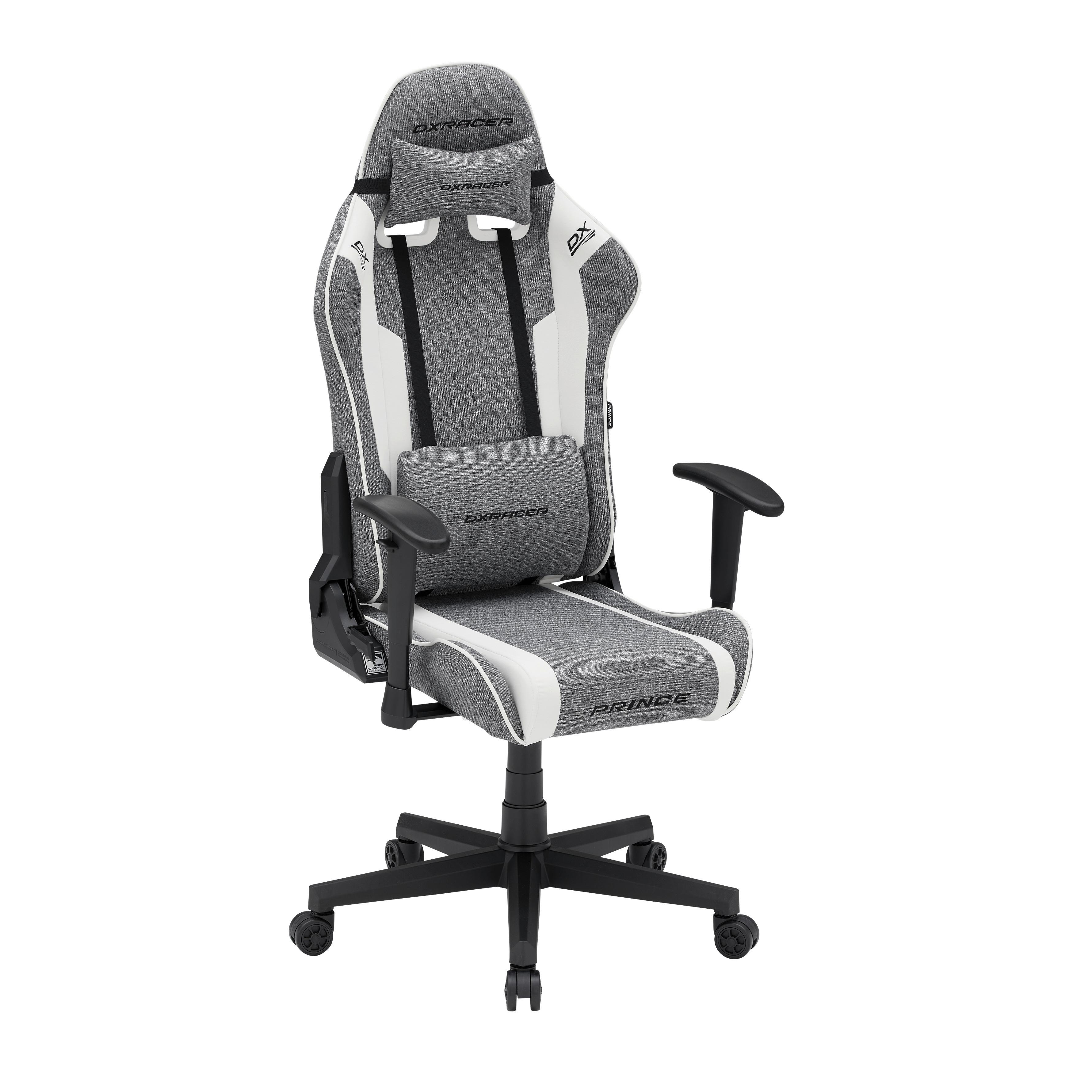 GAMINGSTOL PRINCE -EXKLUSIV- - vit/grå, Modern, textil/plast (70/126/70cm) - Dxracer