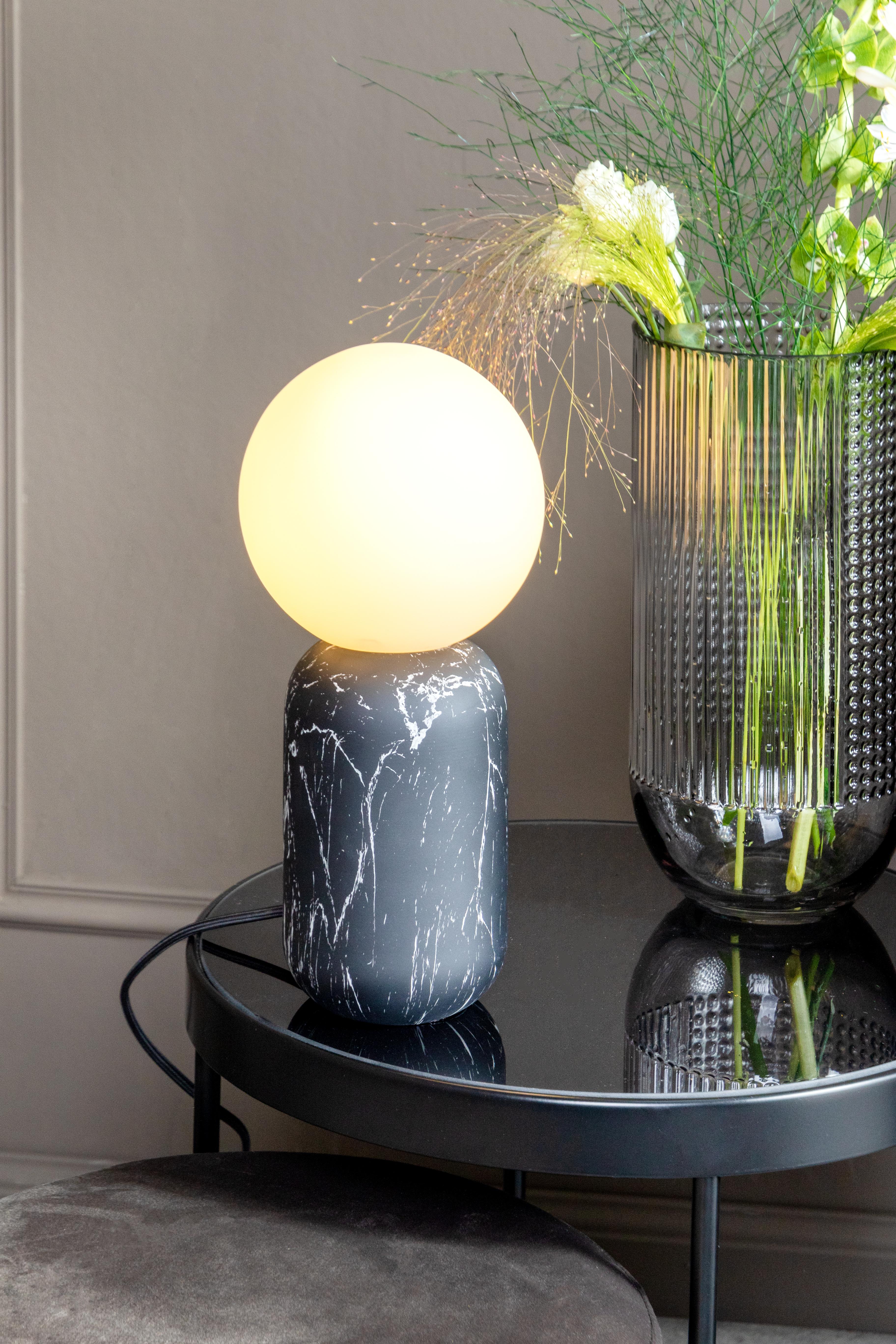 LAMPA STOŁOWA LM1959BK - biały/czarny, Trend, metal/szkło (15/32cm) - Present Time