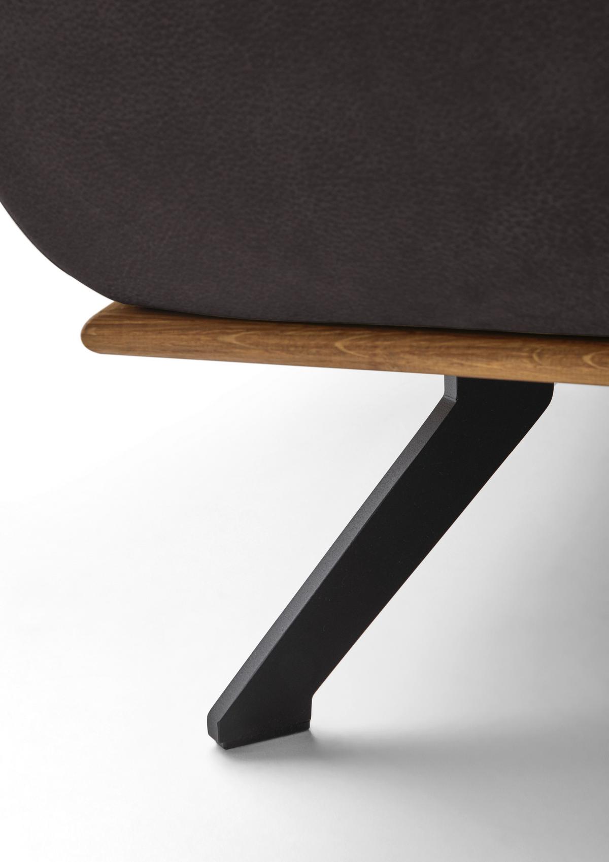 Wohnlandschaft Erling Dunkelbraun - Beige/Dunkelbraun, MODERN, Leder/Metall (322/89/187cm) - Premium Living