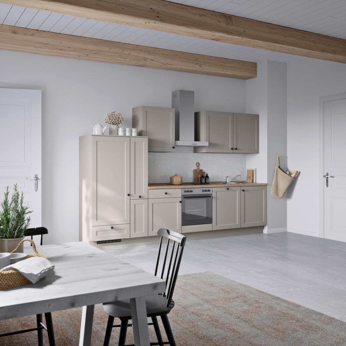 Küchenblock Cascada Low m. Geräten Grau - Eiche dunkel/Schwarz, MODERN, Holzwerkstoff/Metall (330cm) - Nobilia