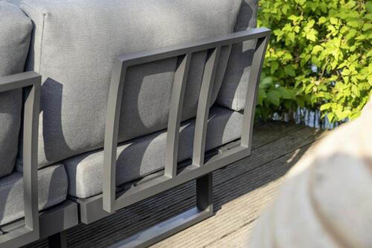 Loungegarnitur 3-tlg. Samara Holz/Metall/Textil mit Kissen - Anthrazit/Grau, Basics, Holz/Textil (253/70/175cm) - Gardenson