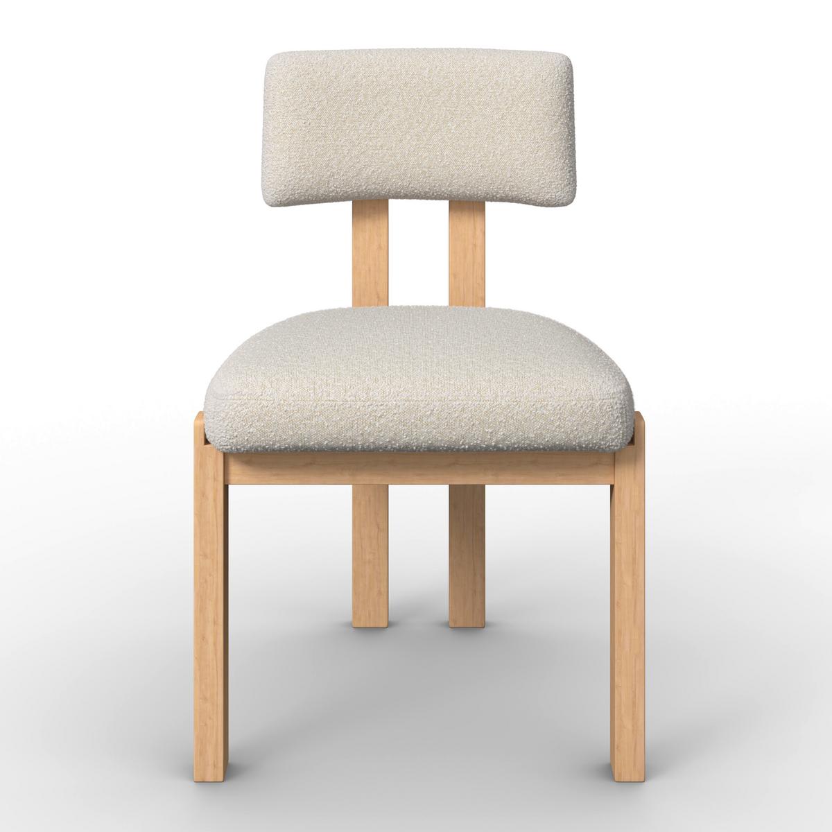 Stuhl Jonna Creme Bouclé Gepolstert - Creme/Naturfarben, MODERN, Holz/Textil (51/82/53cm) - Bessagi Home