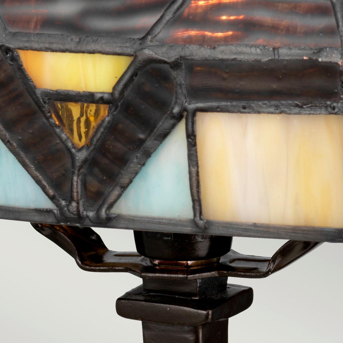 Asztali Lámpa Qz-Holmes-Tl Tiffany - bronzszínű, Natur, üveg/fém (12.5/30.5/12.5cm) - Elstead Lighting