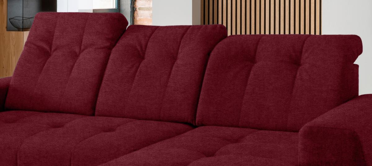 WOHNLANDSCHAFT SANO - Bordeaux/Schwarz, MODERN, Textil/Metall (200/337/180cm) - Livetastic