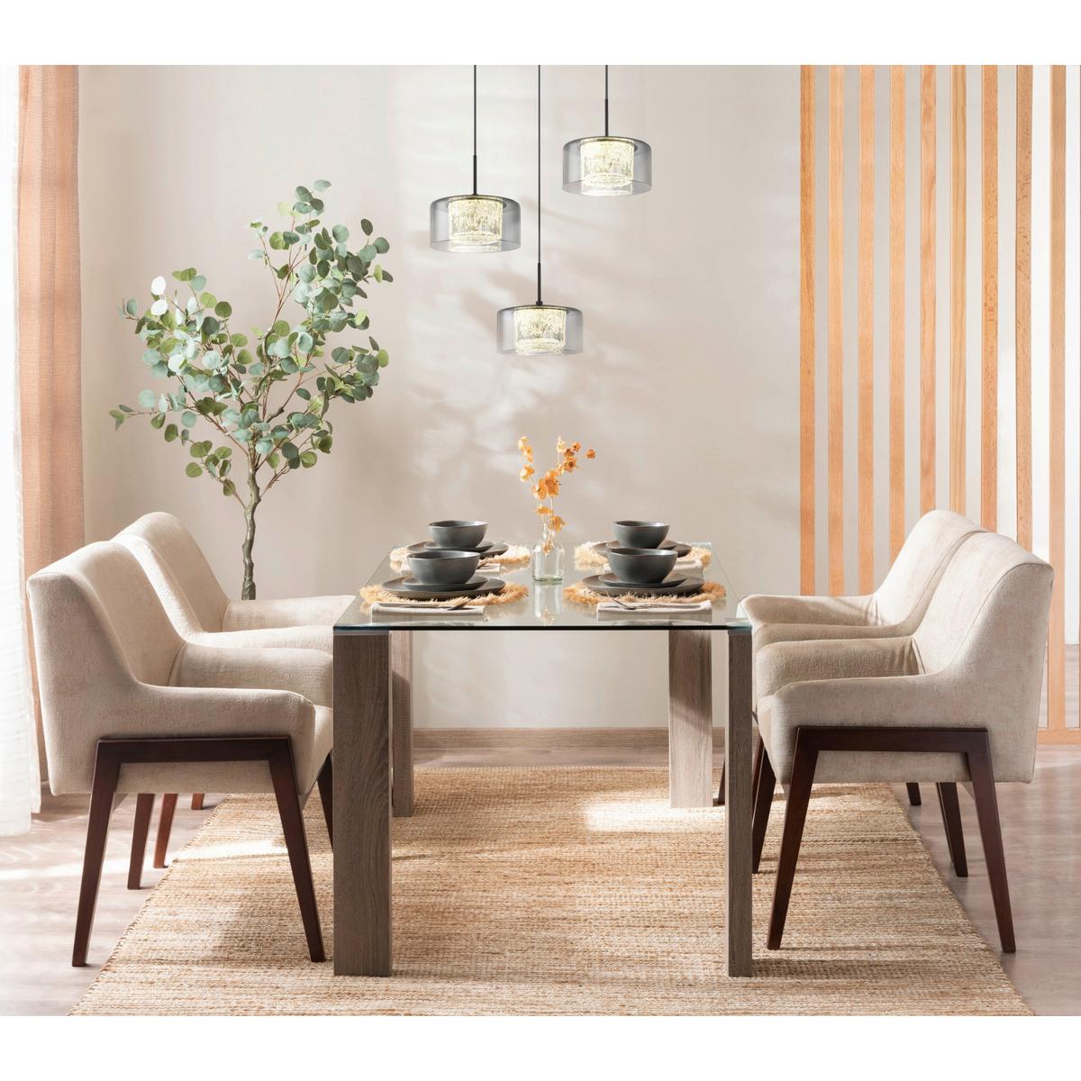 LED-HÄNGELEUCHTE 15634-3 FOGSY - Klar/Schwarz, Design, Glas/Kunststoff (40/150cm) - Globo