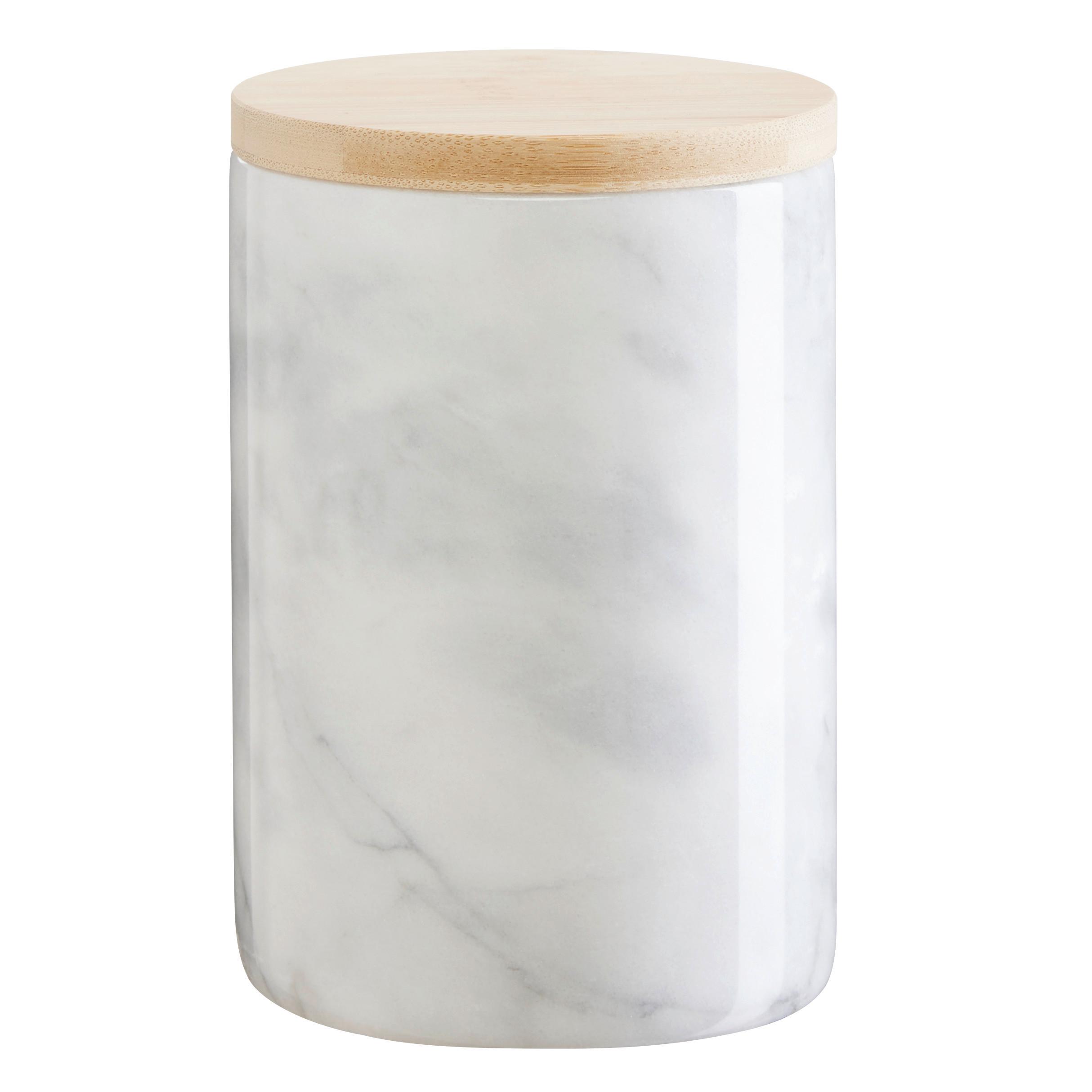 Vorratsdose Marble S in Weiß ca. 400ml - Weiß, MODERN, Holz/Kunststoff (9/12,5cm) - Premium Living