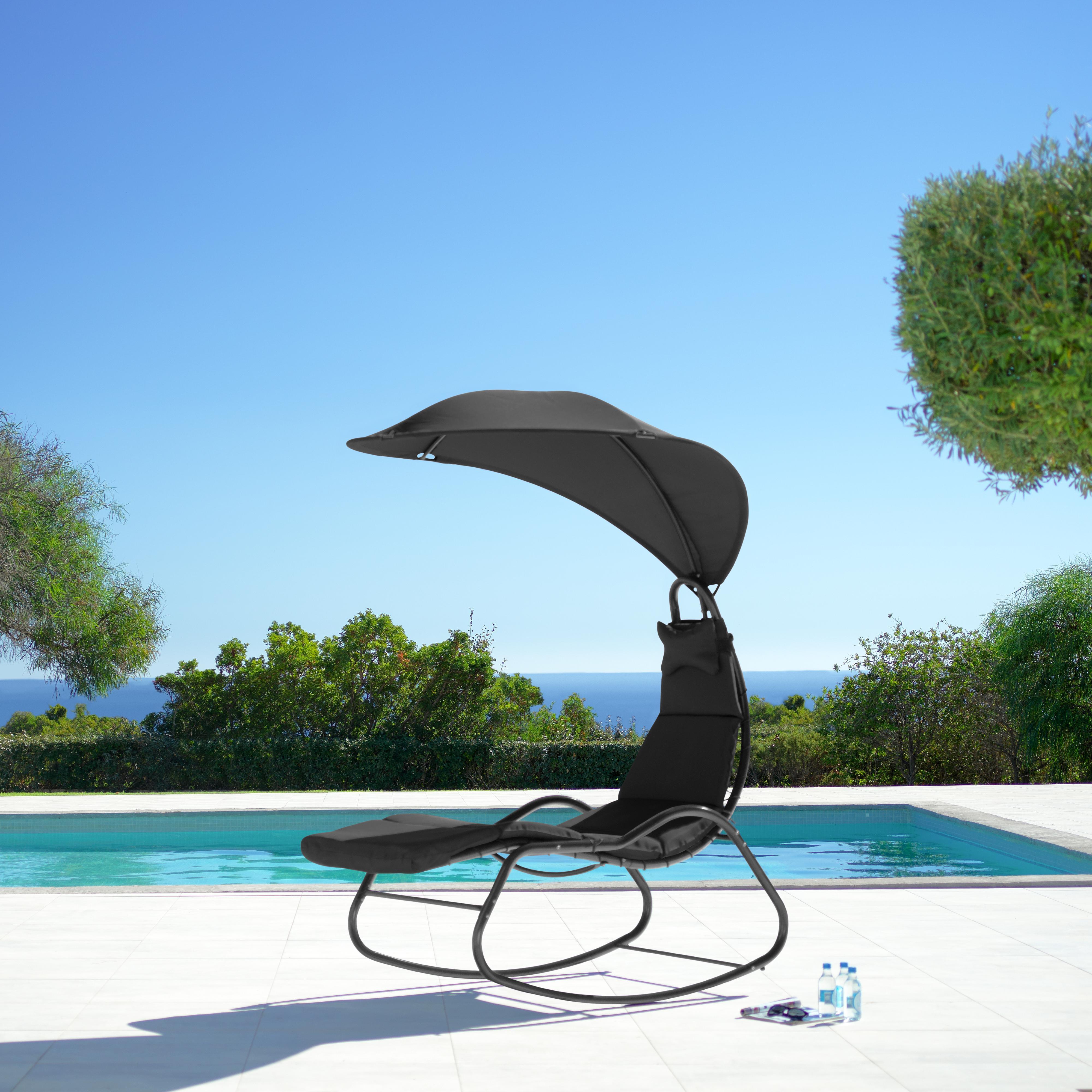 Garten-Relaxsessel Cori - Dunkelgrau, MODERN, Textil/Metall (78-120/204/160cm) - Bessagi Garden