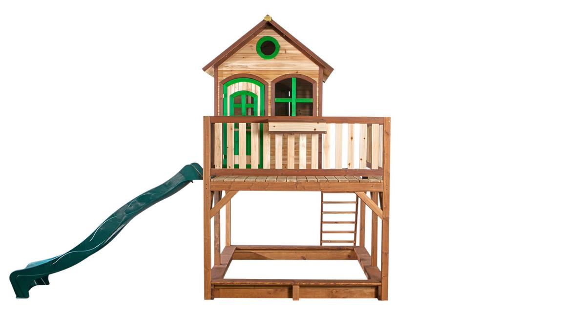 Spielturm Liam aus Tannenholz - Beige/Braun, Basics, Holz/Kunststoff (377/291/255cm) - Ambia Garden