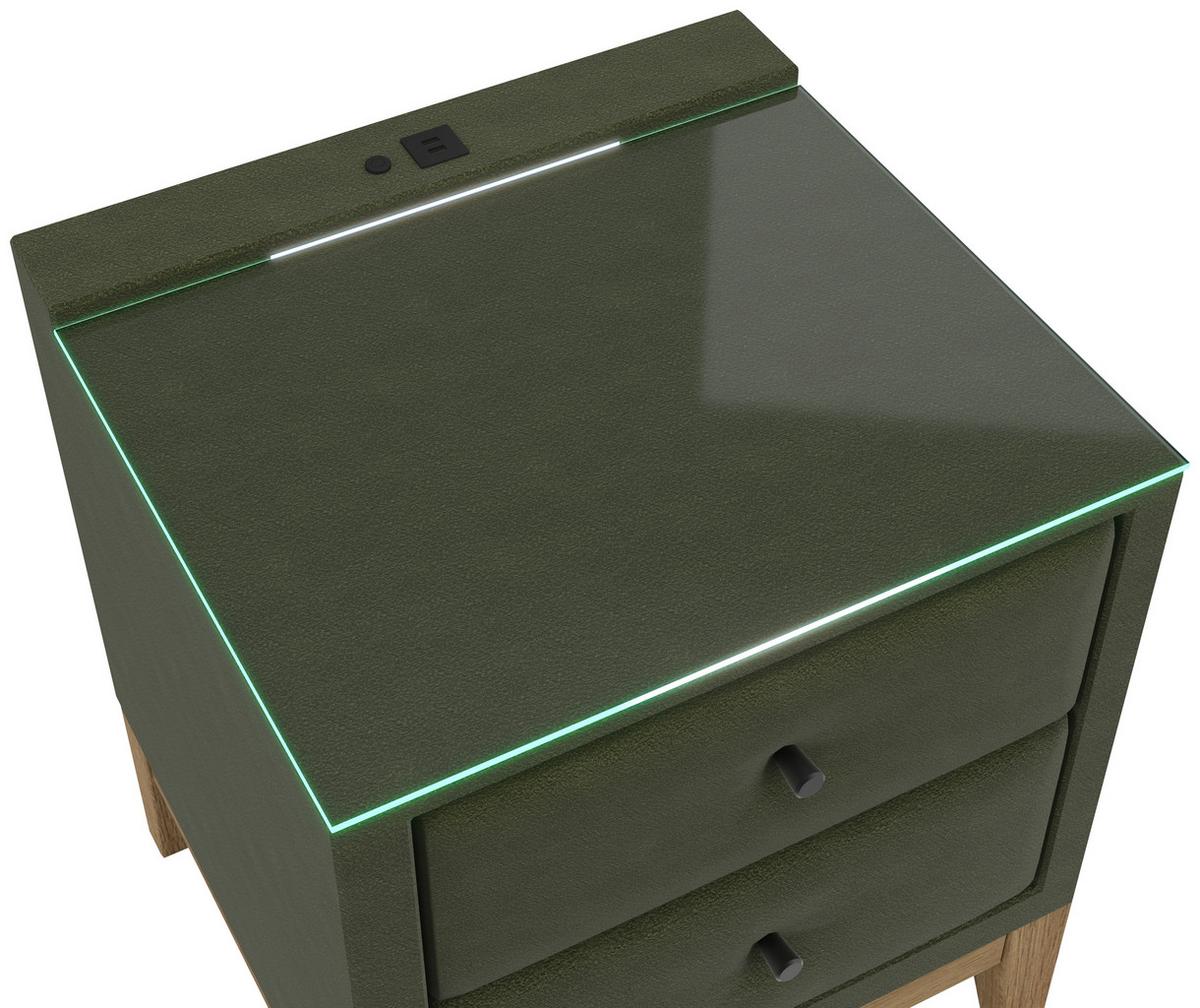 Noćni Ormarić Smile - zelena, Konvencionalno, staklo/drvni materijal (49/58,5/46cm) - Premium Living