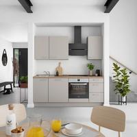 Küchenblock Touch High m. Geräten Grau - Eiche dunkel/Edelstahlfarben, MODERN, Holzwerkstoff/Metall (210cm) - Nobilia