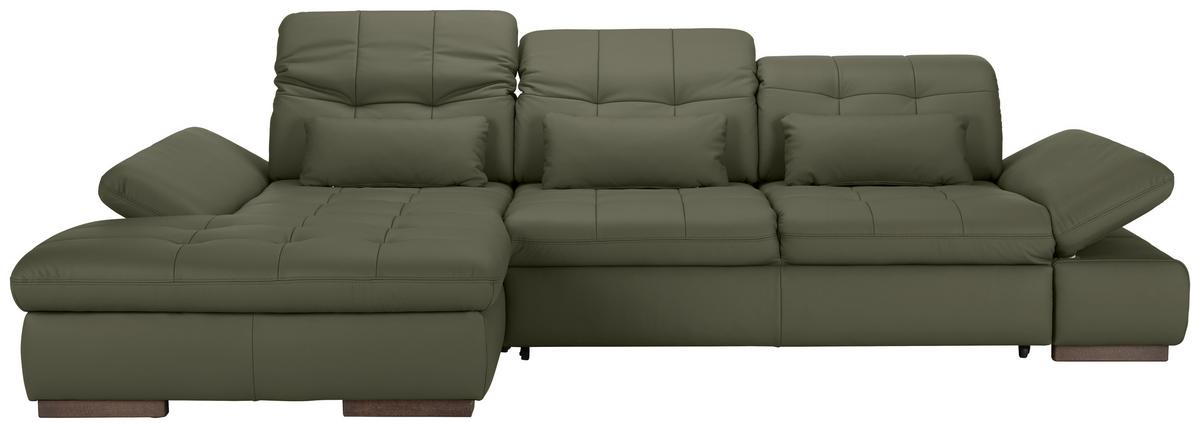 Wohnlandschaft Sanfino Leder Anthrazit - Chromfarben/Anthrazit, KONVENTIONELL, Leder/Metall (199/79-96/305cm) - Premium Living