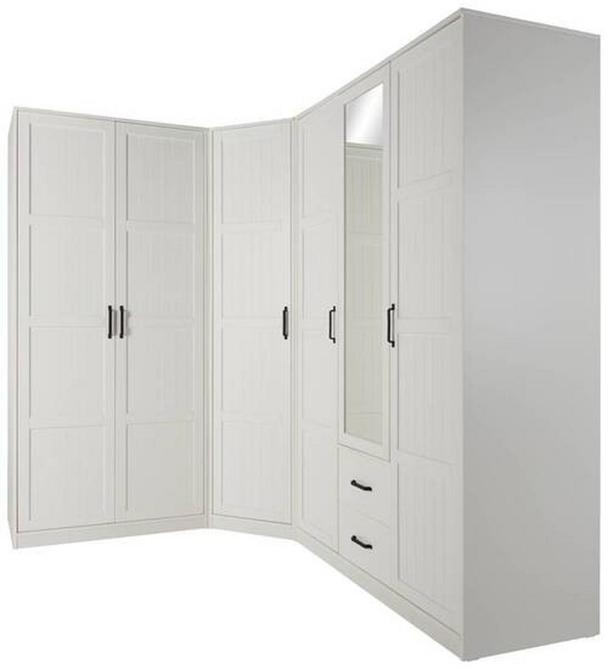 Drehtürenschrank aus Kiefer teilmassiv in Weiss - Weiss/Schwarz, Romantik / Landhaus, Holz/Holzwerkstoff (100/220/60cm) - Mömax