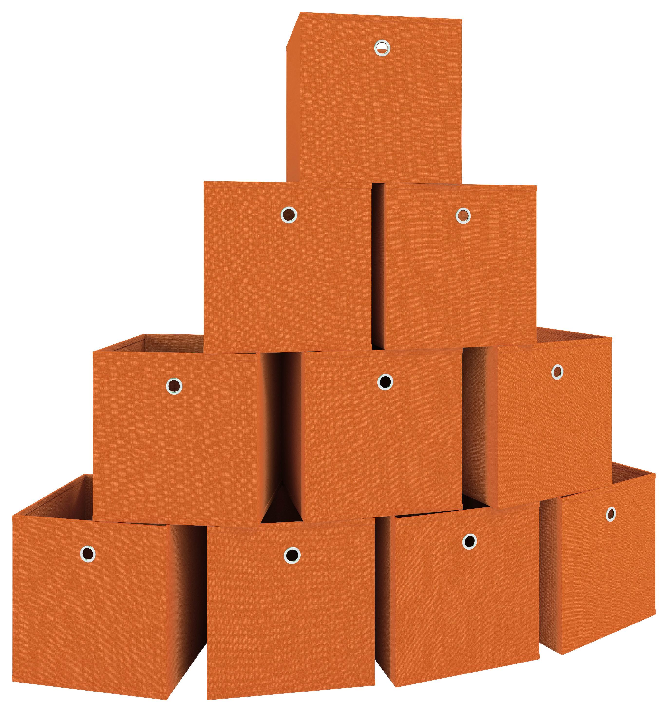 Zložljiv Zaboj Boxas, Oranžna - oranžna, Moderno, tekstil (27/28/27cm) - MID.YOU
