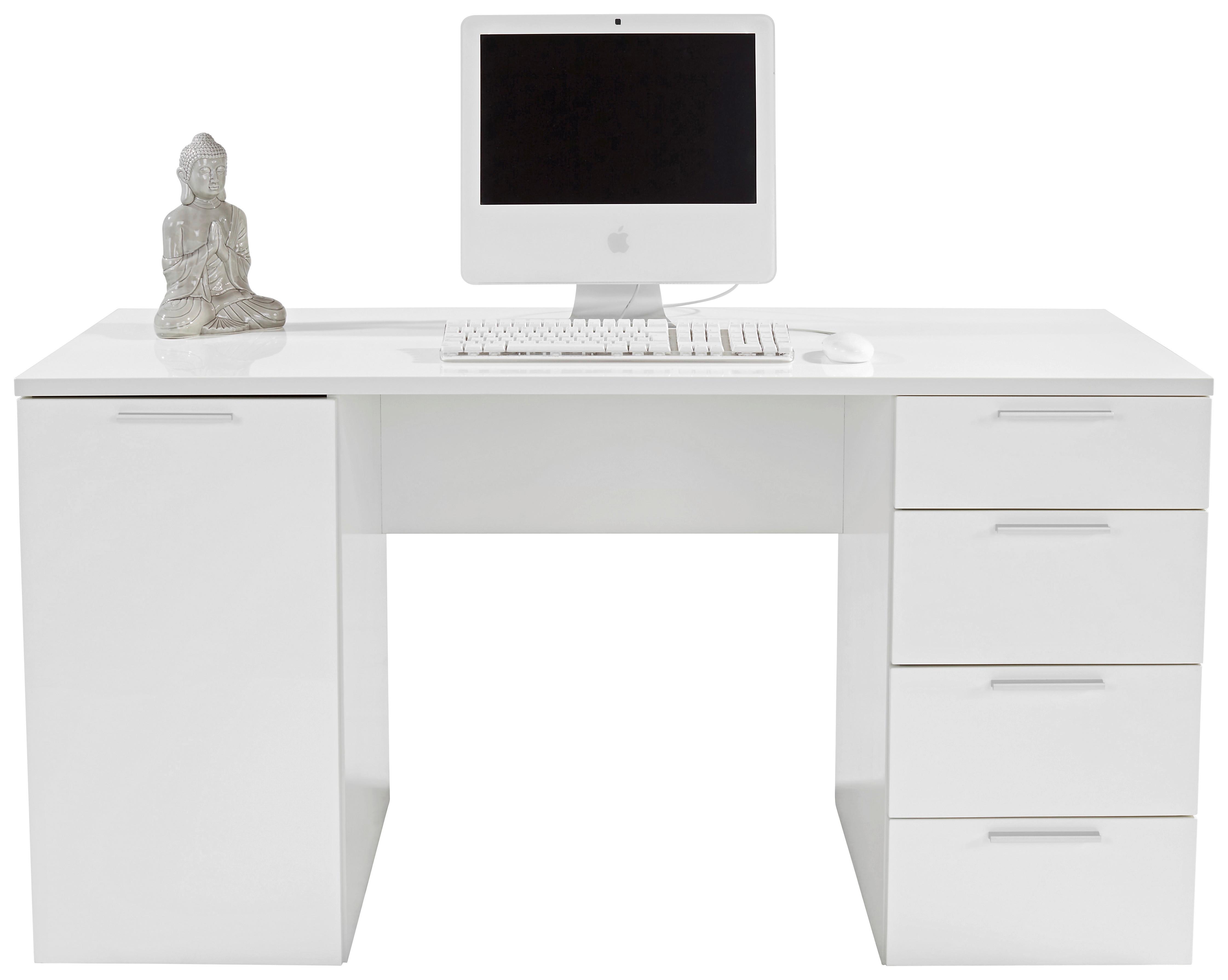 Pisalna Miza Larry Ii New, Bela - barve kroma/bela, Moderno, umetna masa/leseni material (145/75/60cm)
