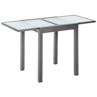 Raztegljiva Vrtna Miza Ambia, Steklo, Aluminij, 65-130x65 - barve grafita, Konvencionalno, kovina/steklo (65/65/75cm) - Gardenson