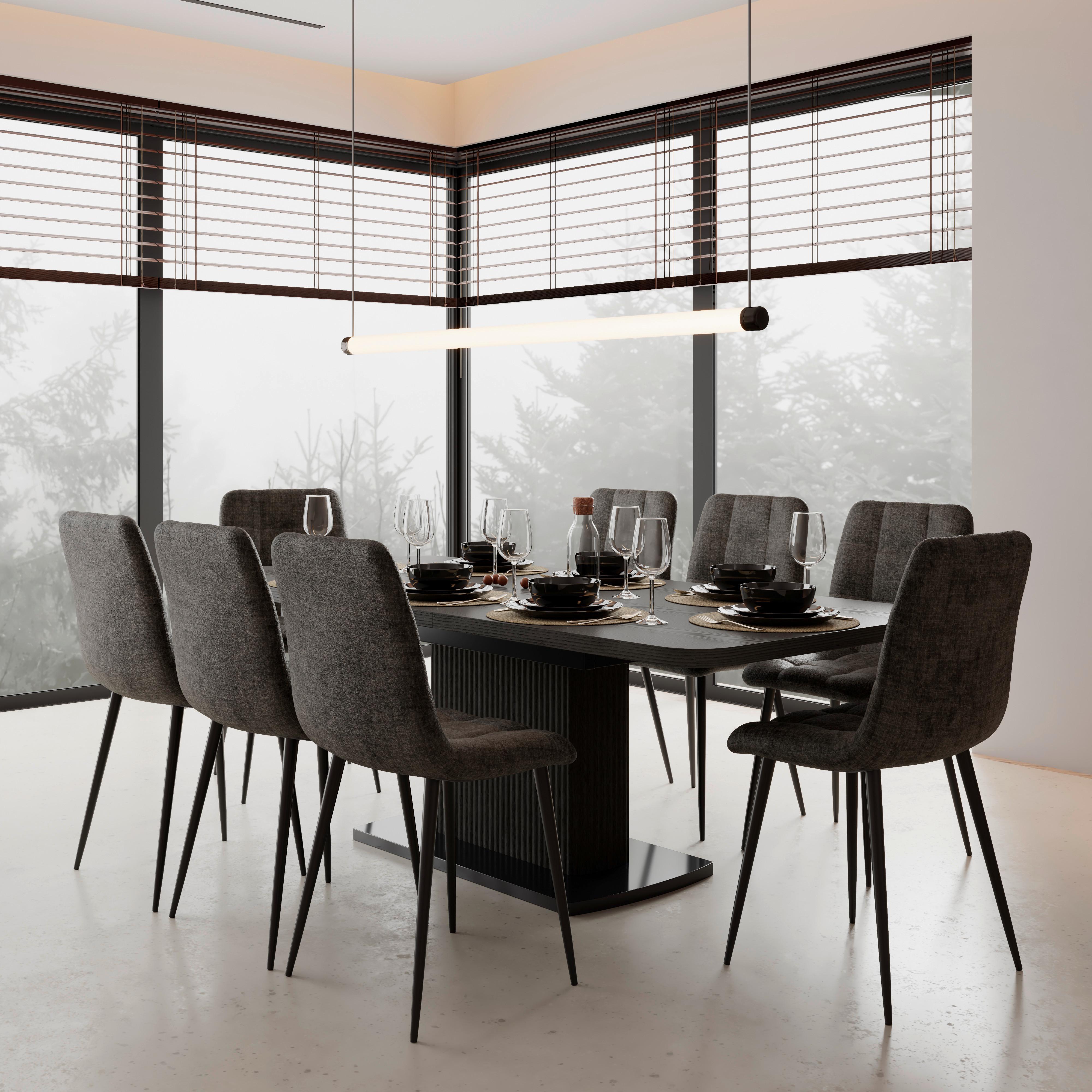 AUSZIEHTISCH AMADO - Schwarz, MODERN, Holz/Holzwerkstoff (160-200/90/76cm) - Bessagi Home