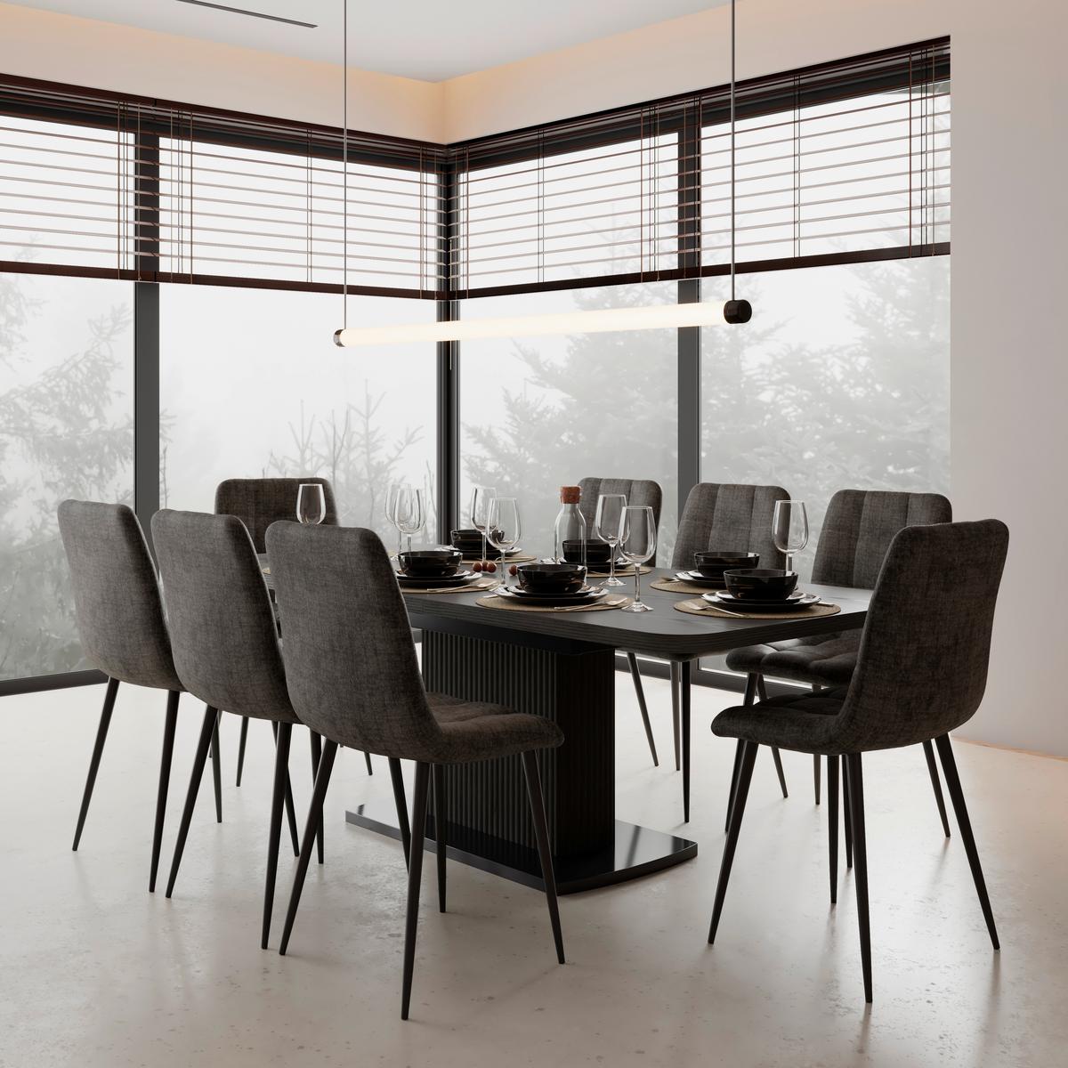 Kihúzható Asztal Fekete Amado - fekete, Modern, faalapú anyag/fa (160-200/90/76cm) - Bessagi Home