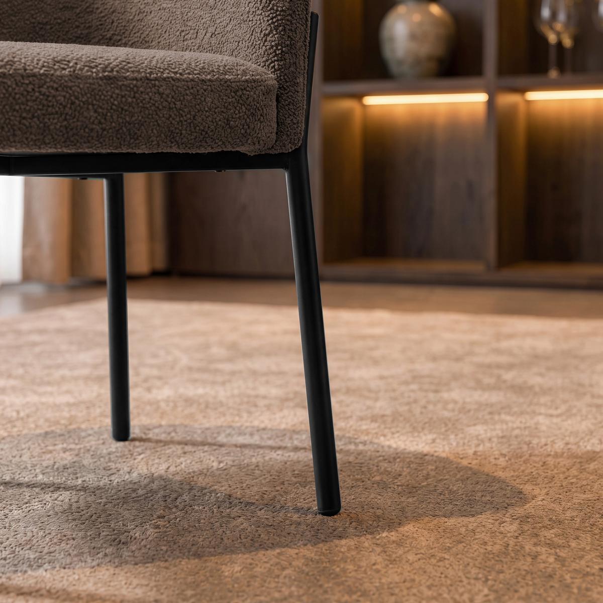 Armlehnstuhl Chloe Braun Webstoff Gepolstert - Schwarz/Braun, MODERN, Textil/Metall (62/79/59,5cm) - Bessagi Home