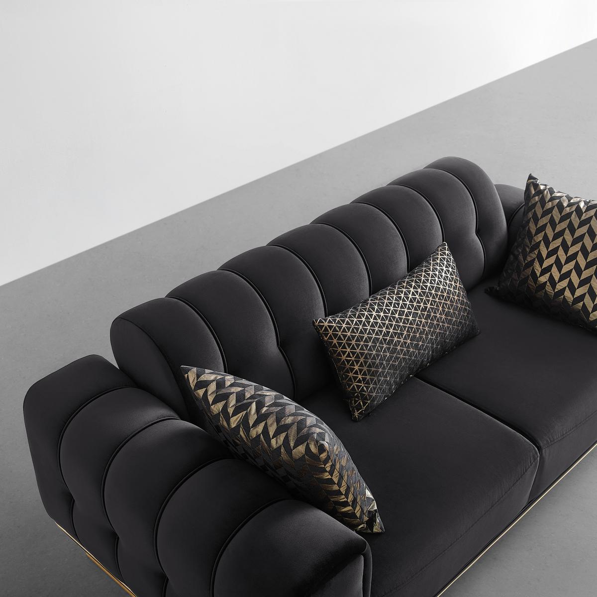2-Sitzer-Sofa Aile in Schwarz/Goldfarben - Goldfarben/Schwarz, LIFESTYLE, Textil (190/80/90cm) - Based