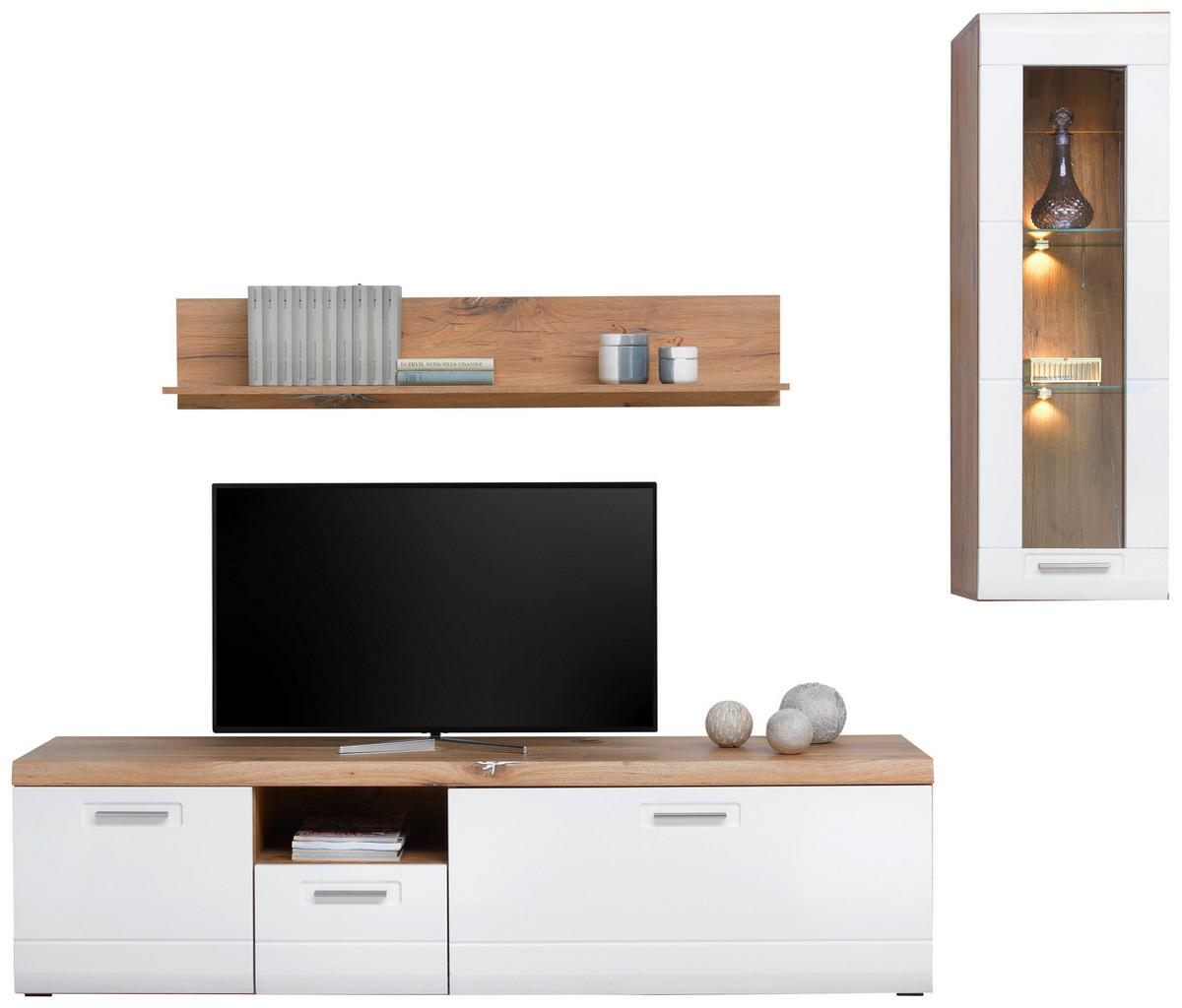 Tv-element Auris, Bela, Barva Hrasta - bela, Moderno, umetna masa/leseni material (190/50/50cm) - Mömax