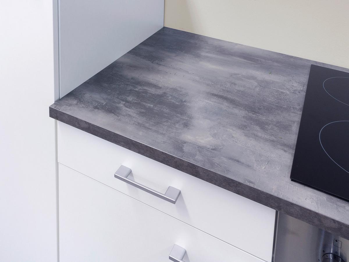 Küchenblock Lucca Weiß B: ca. 270cm - Graubraun/Alufarben, KONVENTIONELL, Holzwerkstoff/Kunststoff (270cm) - FlexWell