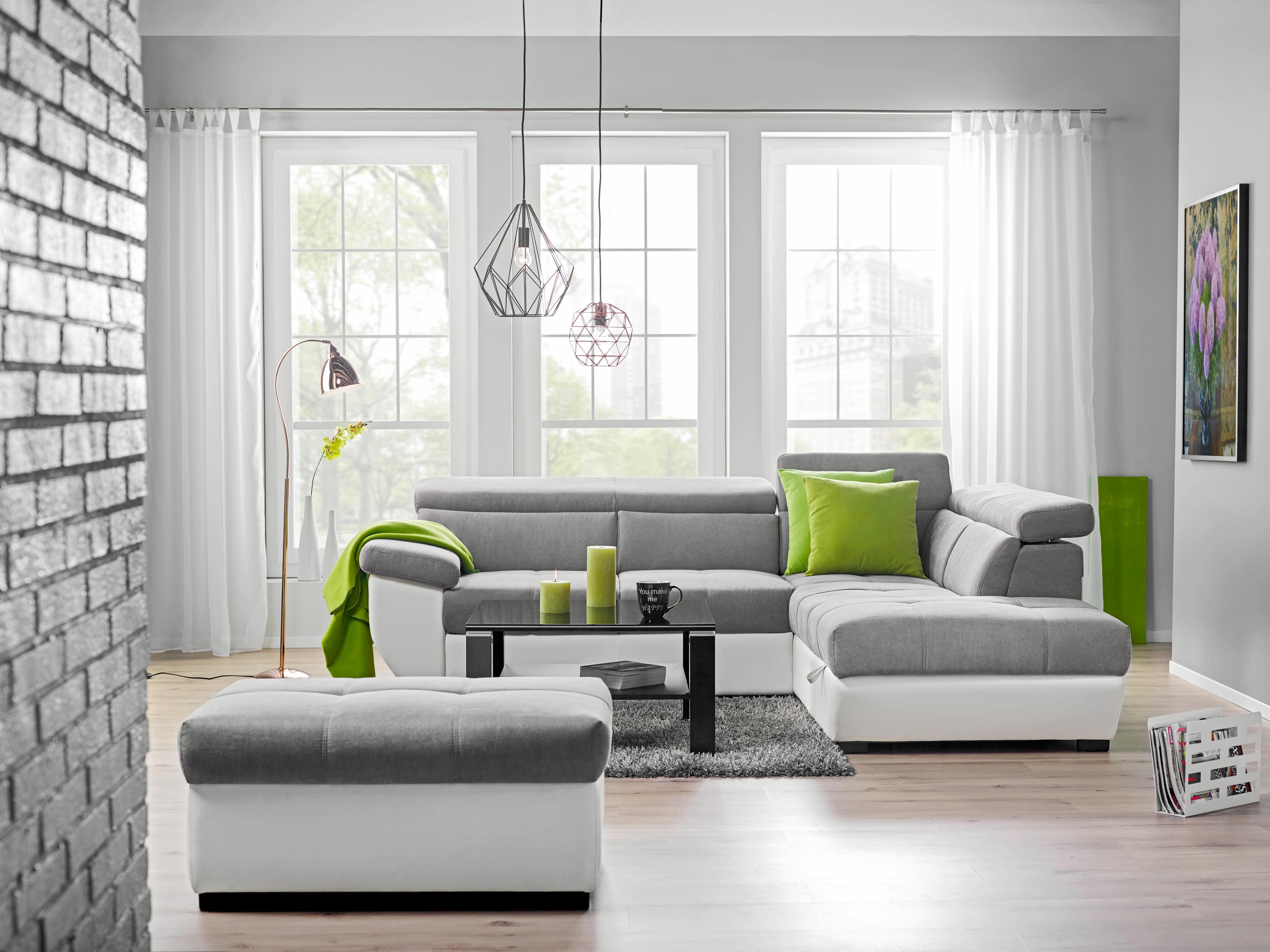 Wohnlandschaft in Grau/Weiß mit Bettfunktion online kaufen mömax