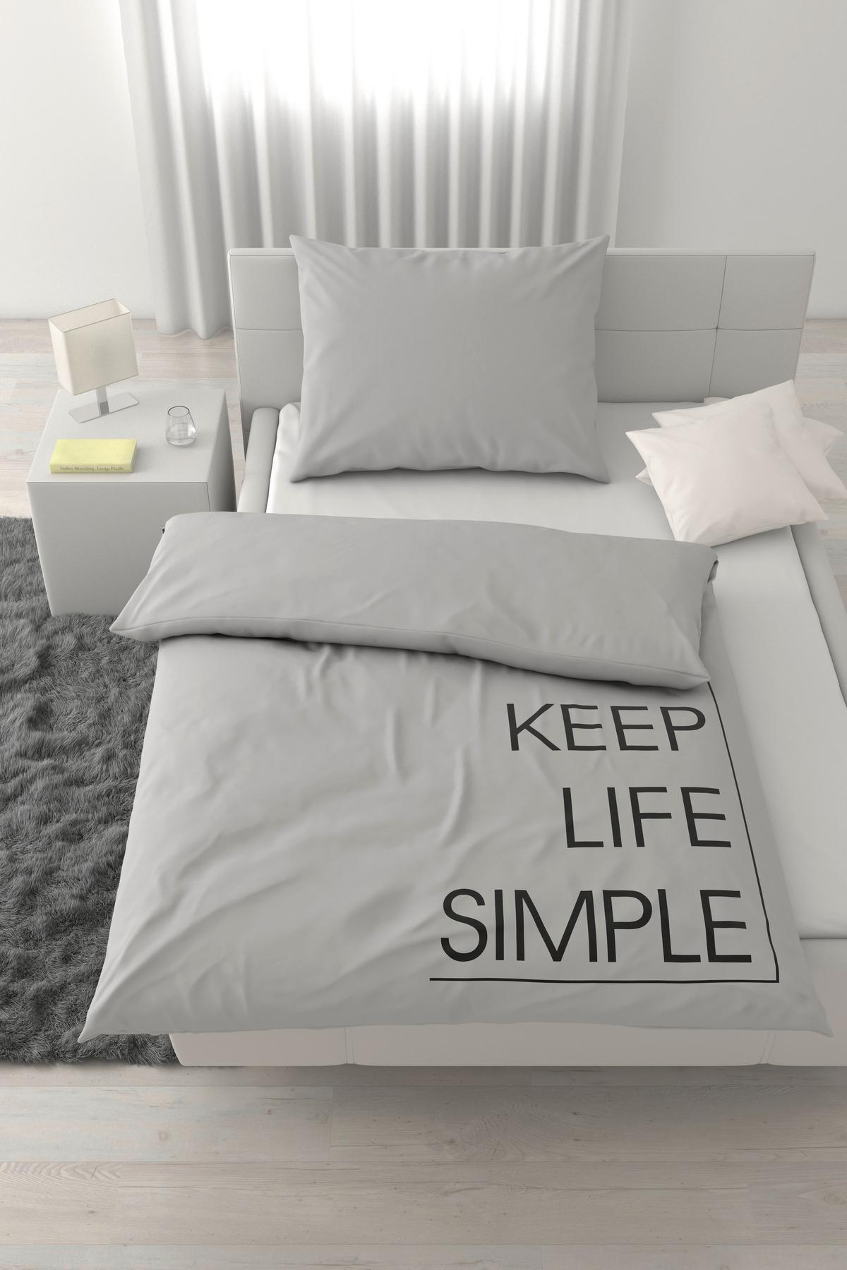 Bettwäsche Keep Life Grau ca. 140x200cm - Grau, Textil (140/200cm) - Mömax