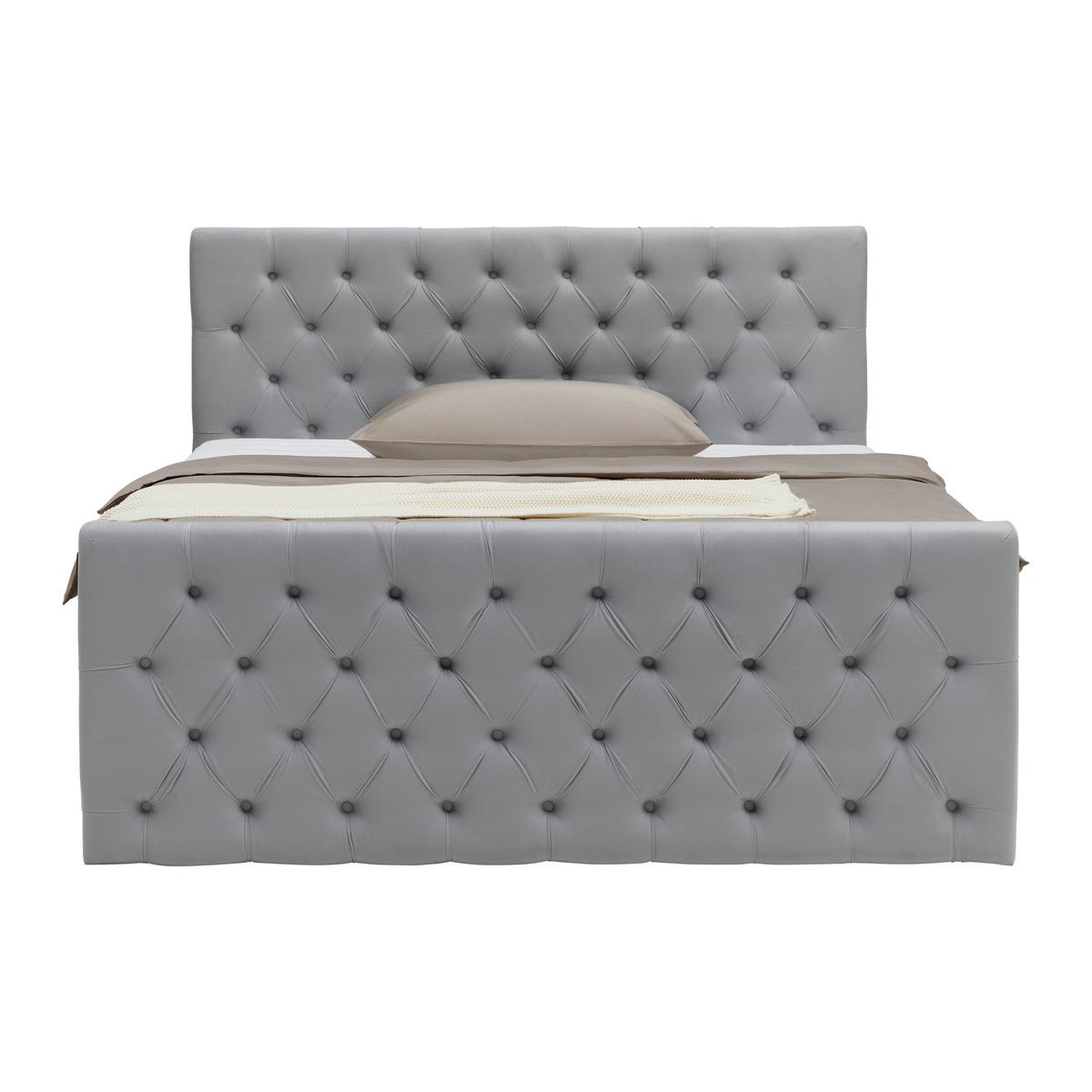 Boxspringbett Chess Silberfarben ca. 180x200cm - Silberfarben/Schwarz, KONVENTIONELL, Kunststoff/Textil (180/200cm) - Premium Living
