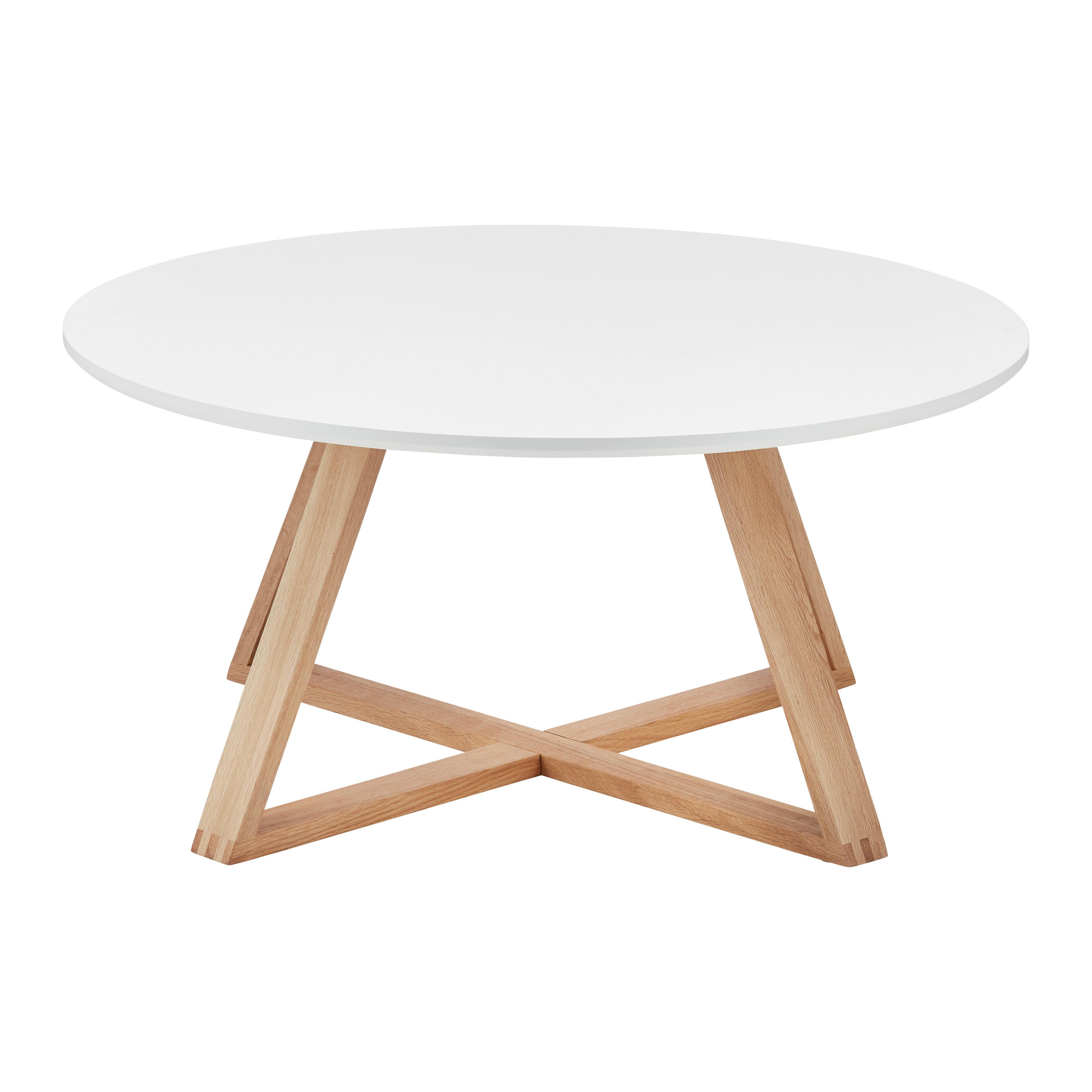 Klubska Miza Mattia, Bela, Hrast, Ø 80 Cm - barve hrasta/bela, Moderno, leseni material/les (80/80/39cm) - Bessagi Home