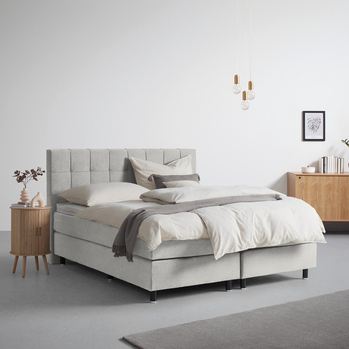 Boxspringbett Primo Grau ca. 160x200cm - Grau, KONVENTIONELL, Holz/Holzwerkstoff (160/200cm) - Premium Living