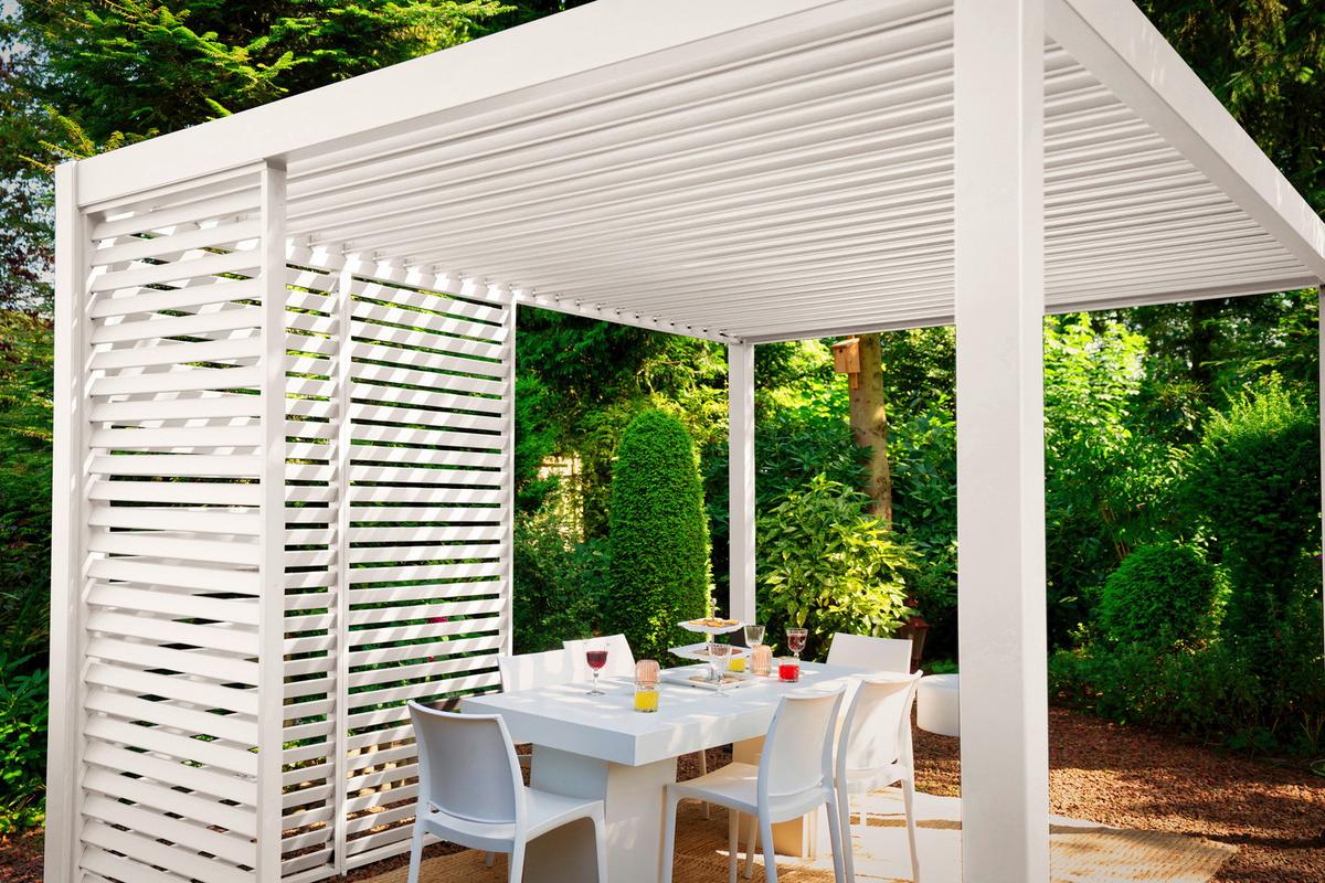 Pergola-Seitenteil Mirador ca. 123x238 cm Alu Weiß - Weiß, MODERN, Metall (123,5/240/10cm) - Gardenson
