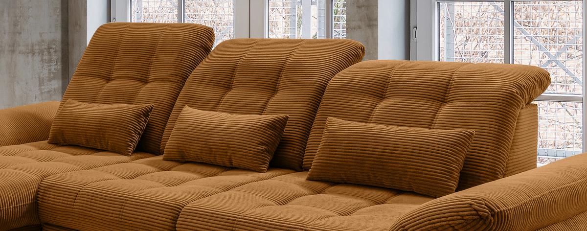 Ecksofa mit Bettkasten Rigatti ca. 184x314 cm Goldfarben - Goldfarben/Schwarz, MODERN, Textil/Metall (184/314cm) - Livetastic