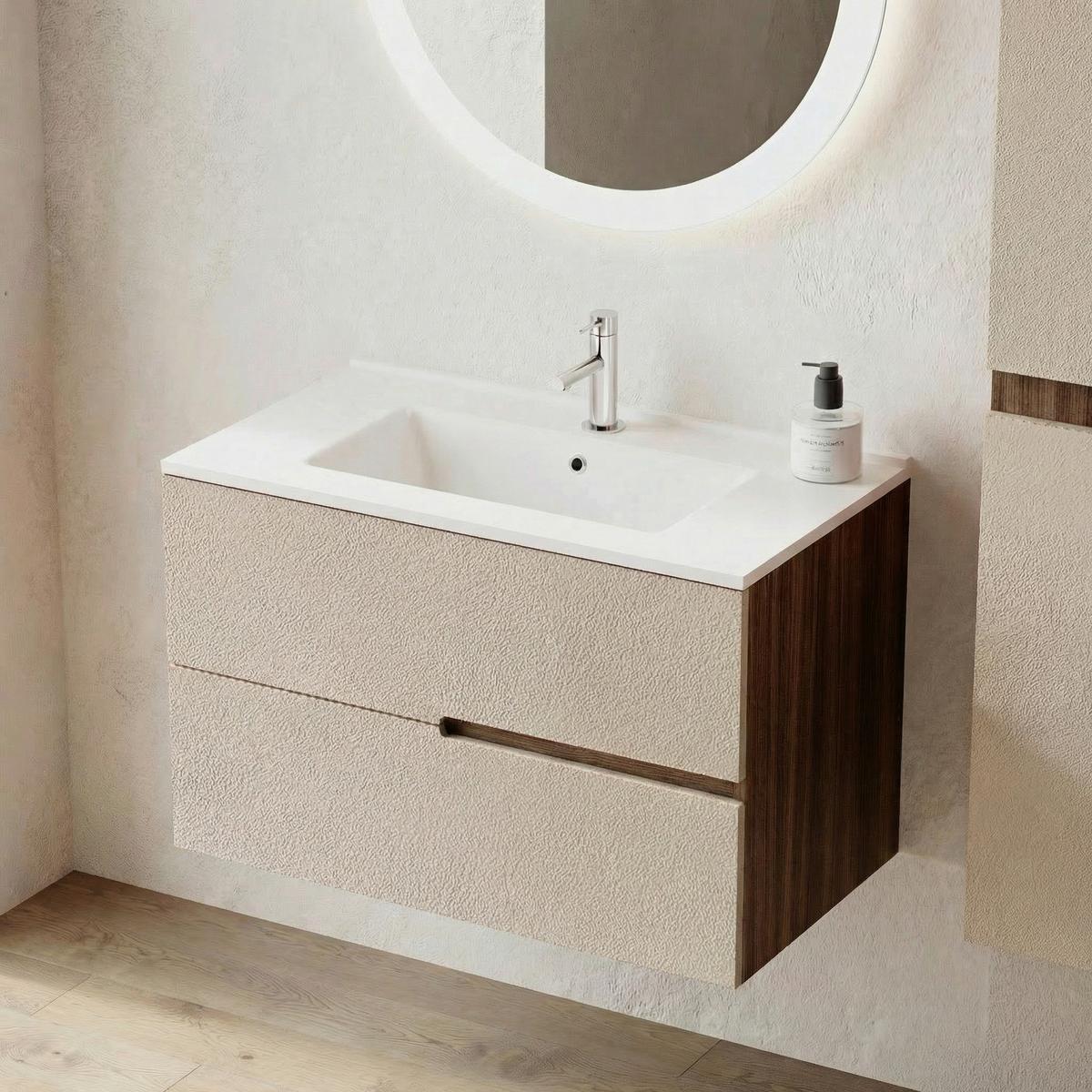 Bază pentru lavoar Eva - stejar sălbatic/crem, Modern, material pe bază de lemn (80/51/46cm)