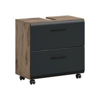 Waschbeckenunterschrank Ice Schwarz/Eiche dunkel - Eiche dunkel/Schwarz, Trend, Holzwerkstoff/Kunststoff (60/58/30cm) - MID.YOU