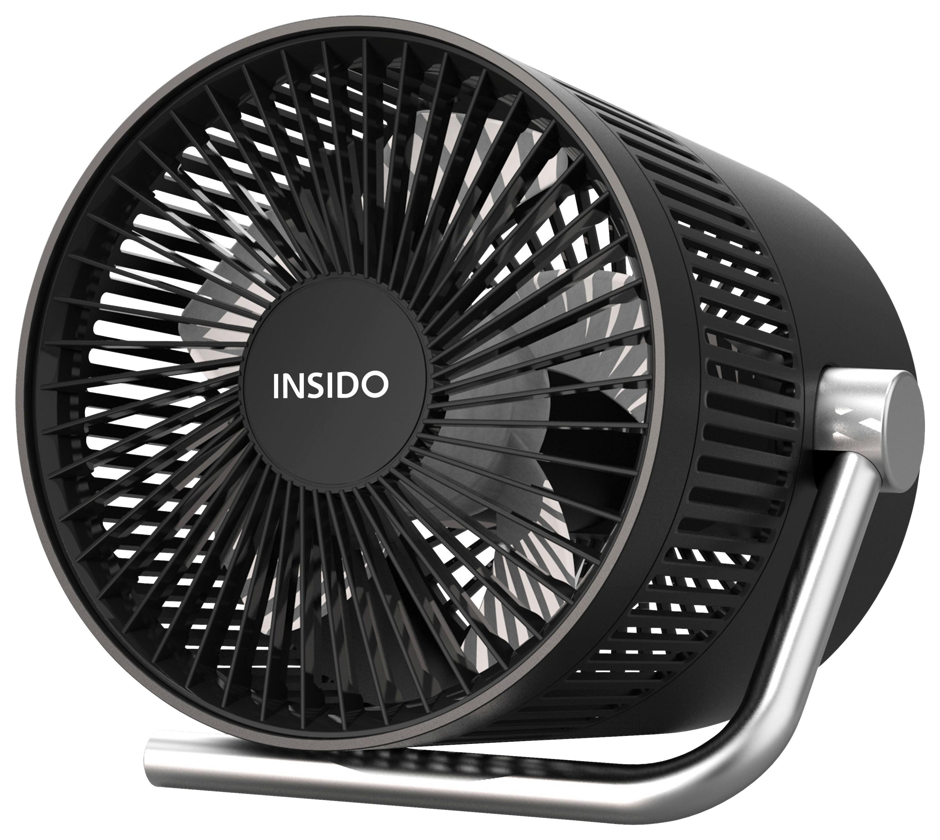Tischventilator Lupus In Schwarz - Edelstahlfarben/Schwarz, Modern, Kunststoff/Metall (13,1/13/13cm) - Insido