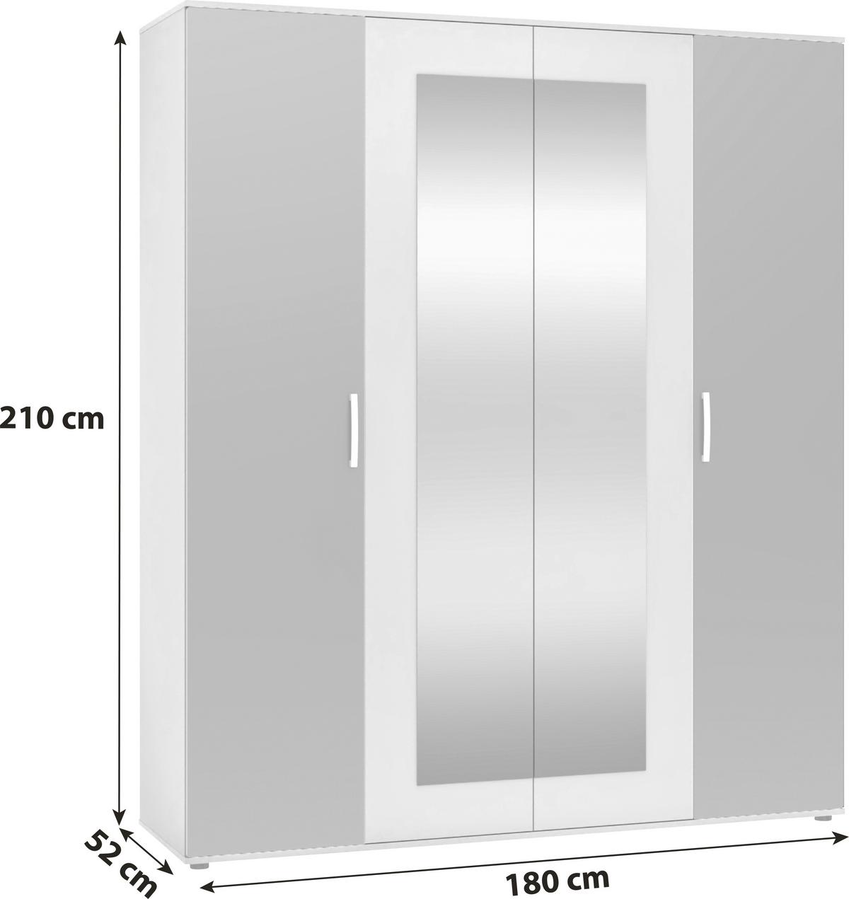 Omara Za Oblačila Jan, Bela, Antracit - barve kroma/bela, Trend, umetna masa/steklo (180/210/52cm)