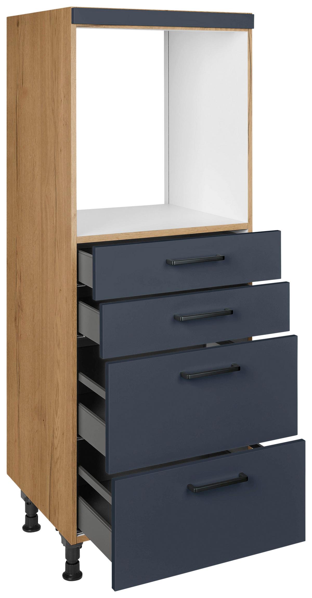 Geräteumbauschrank Easytouch Blau - Blau/Eichefarben, MODERN, Holzwerkstoff/Metall (60/168/58cm) - Nobilia
