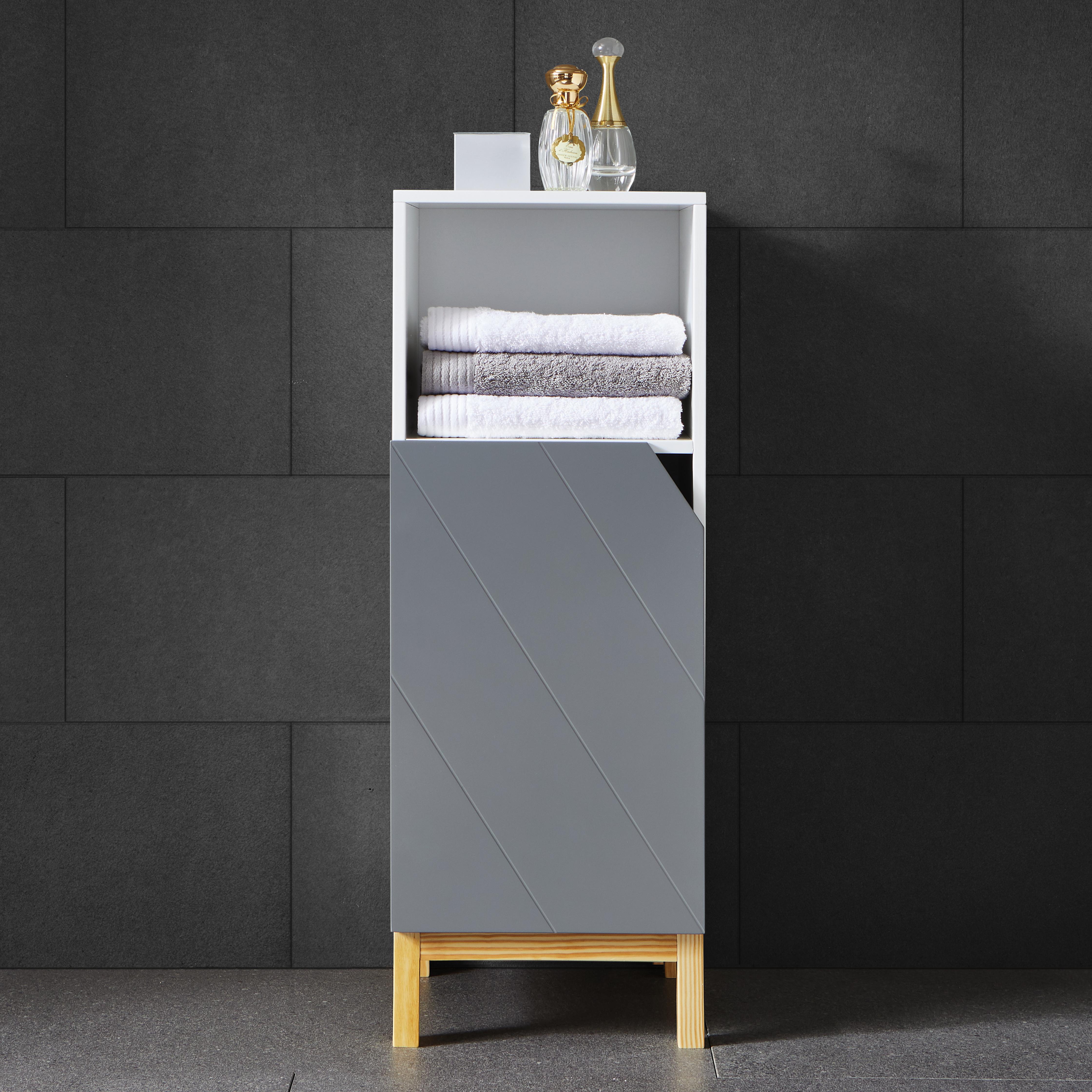 UNTERSCHRANK Grau/Weiß Pinienholz 'Rocco' - Weiß/Grau, MODERN, Holz (30/84/31,20cm) - Bessagi Home