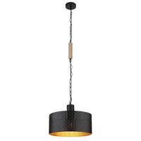 Hängeleuchte Rielly in Schwarz/Gold max. 60 Watt - Dunkelbraun/Goldfarben, Design, Holzwerkstoff/Kunststoff (140/25/120cm) - Globo
