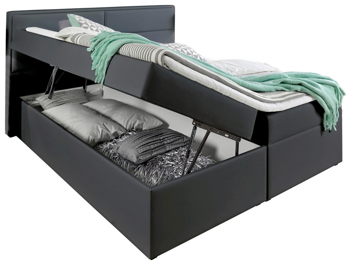 ŁÓŻKO BOXSPRING MERCURA 180X200 GRAPHIT - kolor grafitowy/szary, Modern, materiał drewnopochodny/tkanina (180/200cm) - MID.YOU