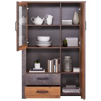 Vitrina Ontario - boje hrasta/tamno siva, Trend, staklo/drvni materijal (105/159/41,5cm) - Modern Living