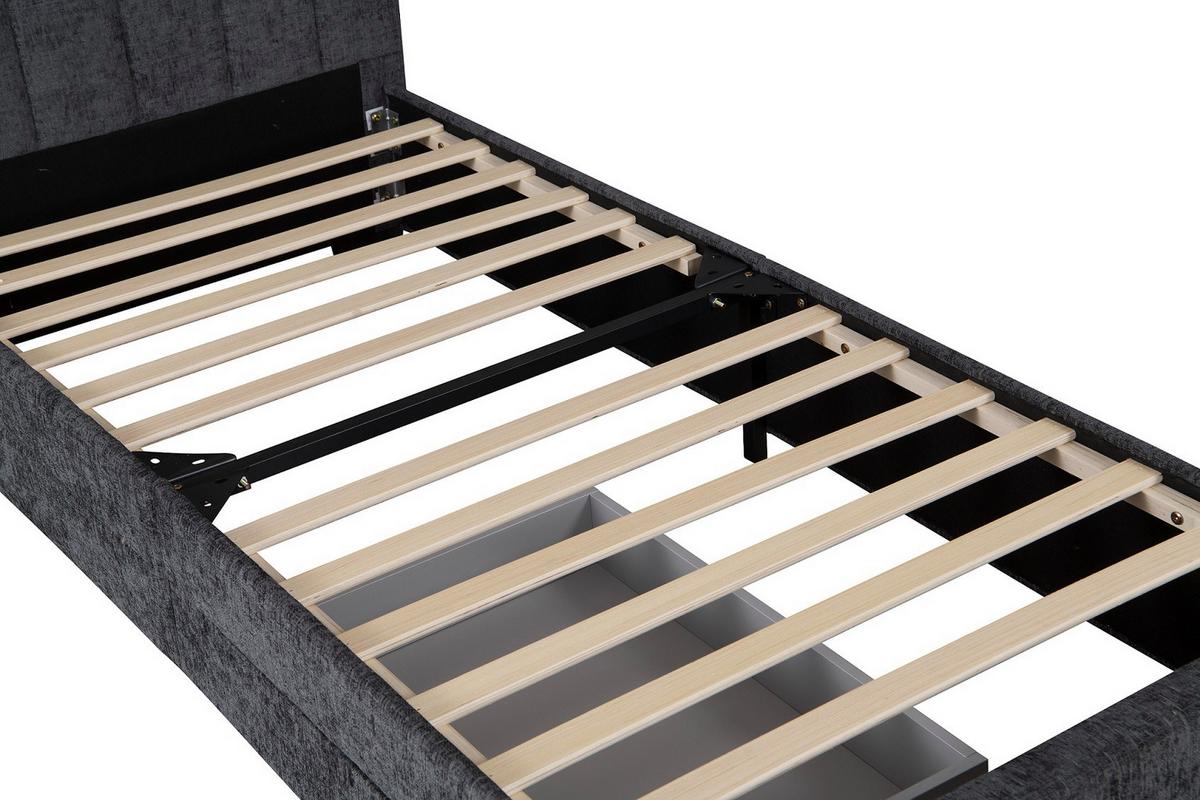 Ágykeret Ágyráccsal Box Space Eco - szürke, Konventionell, faalapú anyag/textil (90/200cm)